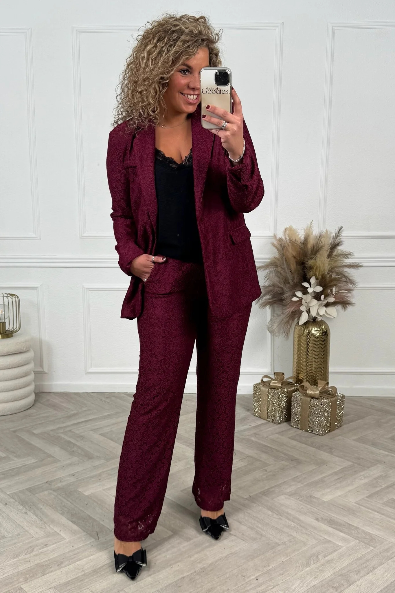 Emma Lace Pants - Burgundy - Image 4