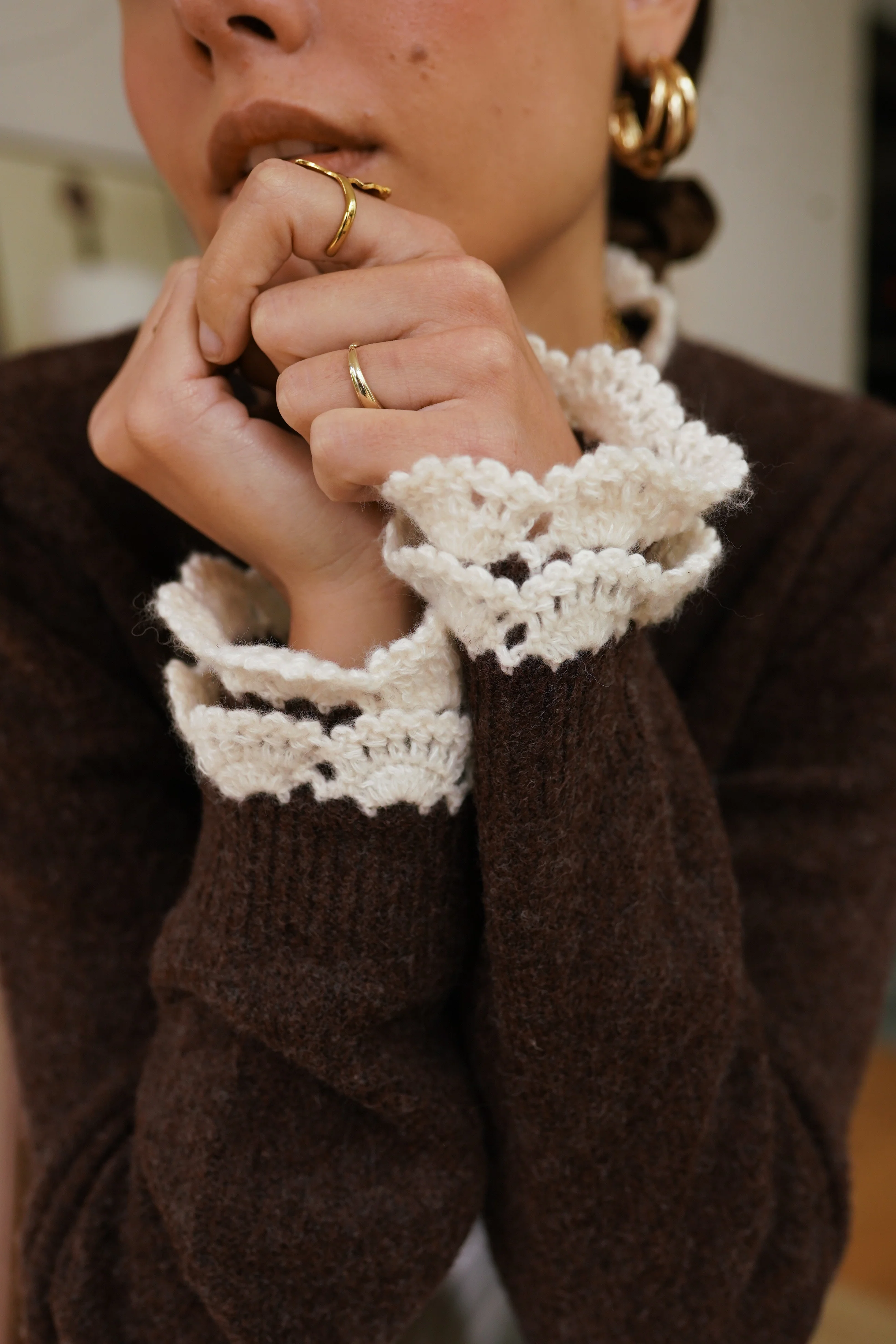 Estelle Crochet Sweater - Brown - Image 3