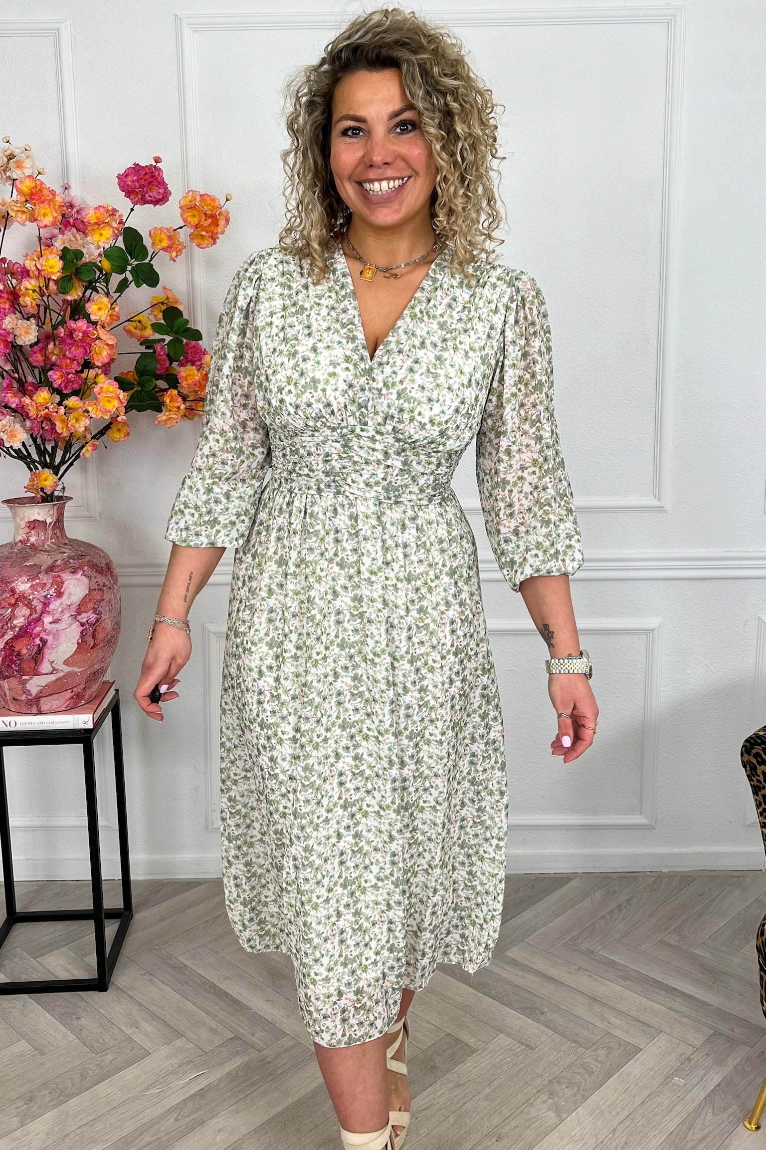 Estepona Long Taille Dress - Armygreen - Image 2
