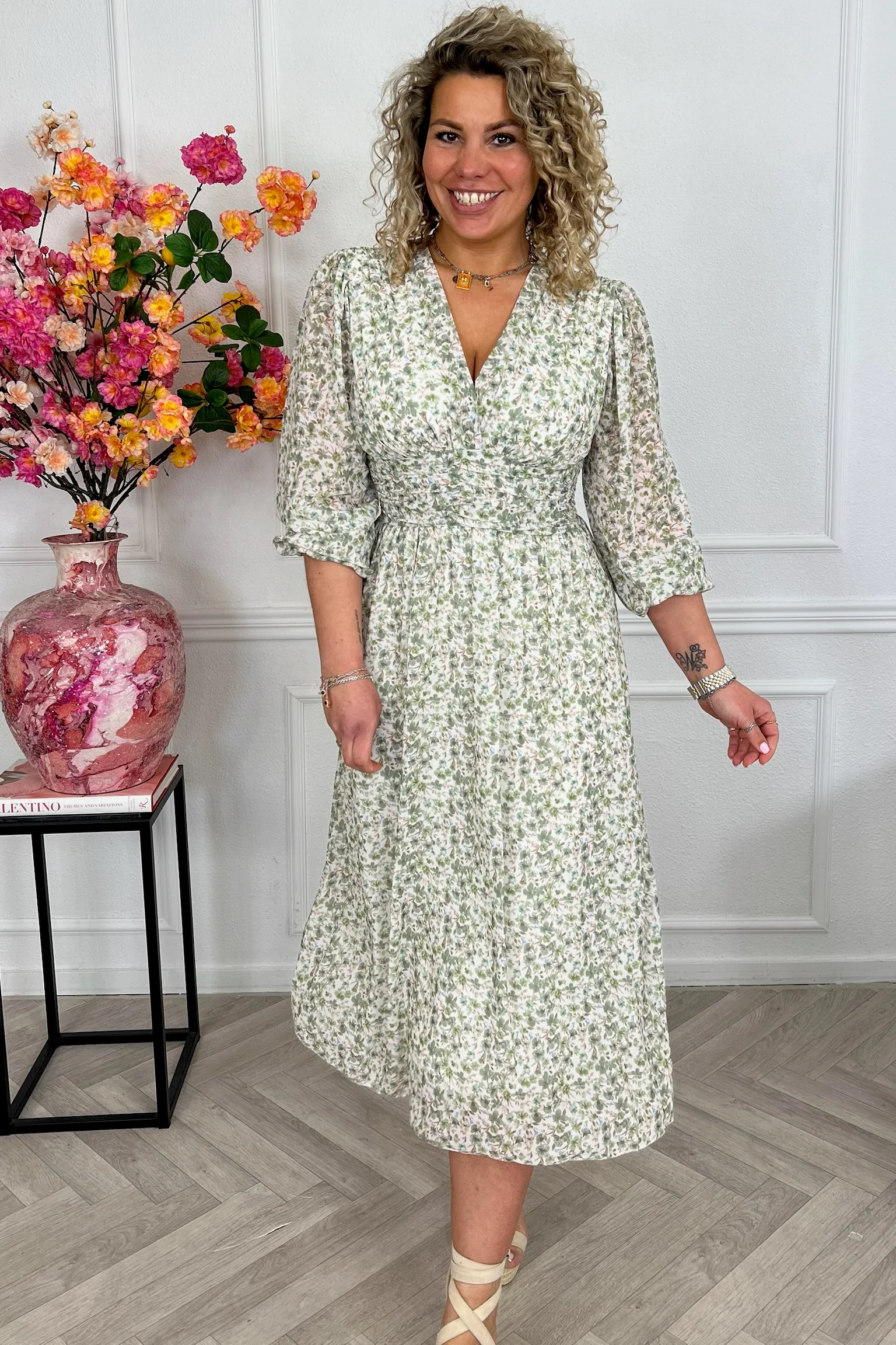 Estepona Long Taille Dress - Armygreen - Image 3
