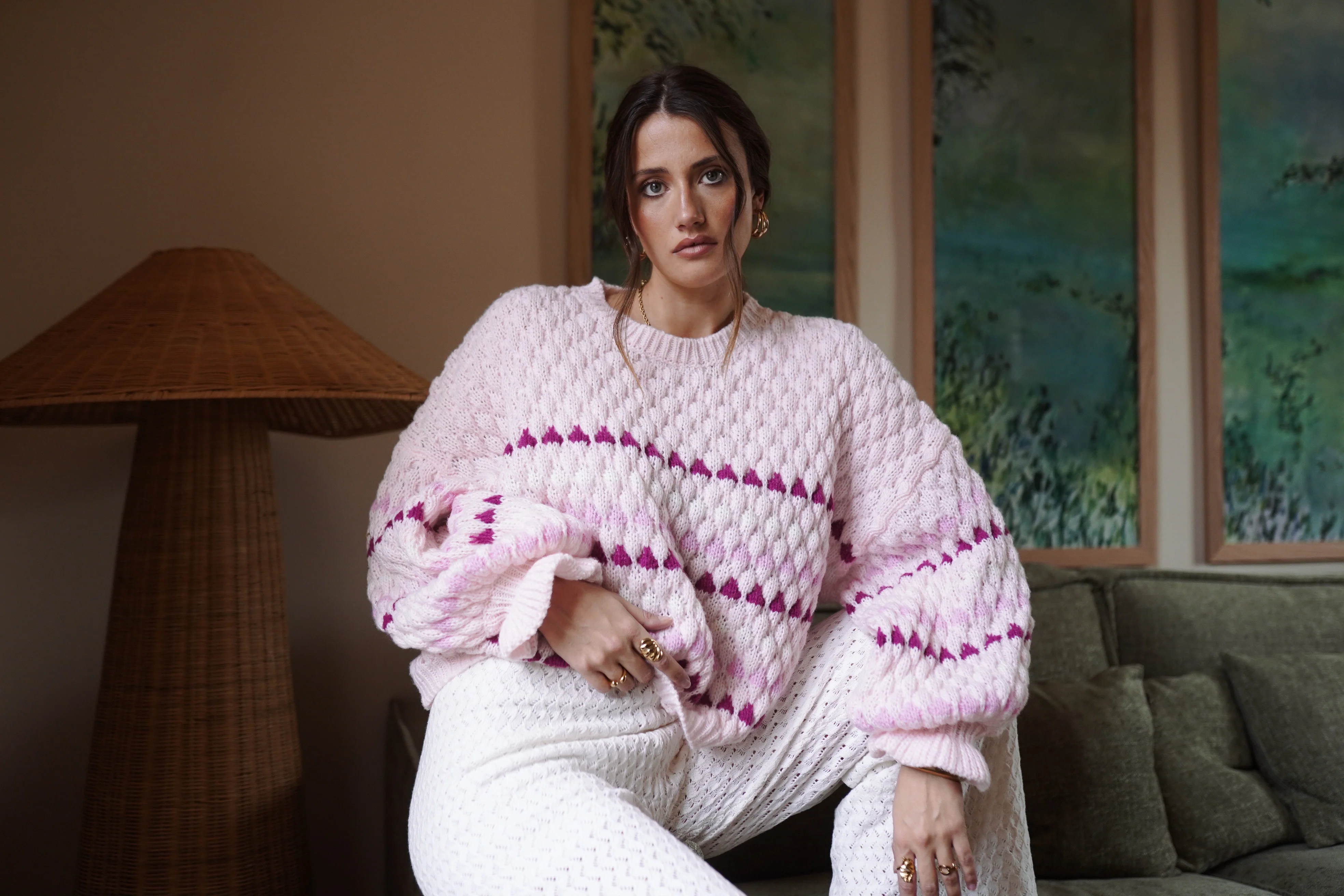 Evaly Balloon Sleeve Sweater - Pink - Image 3