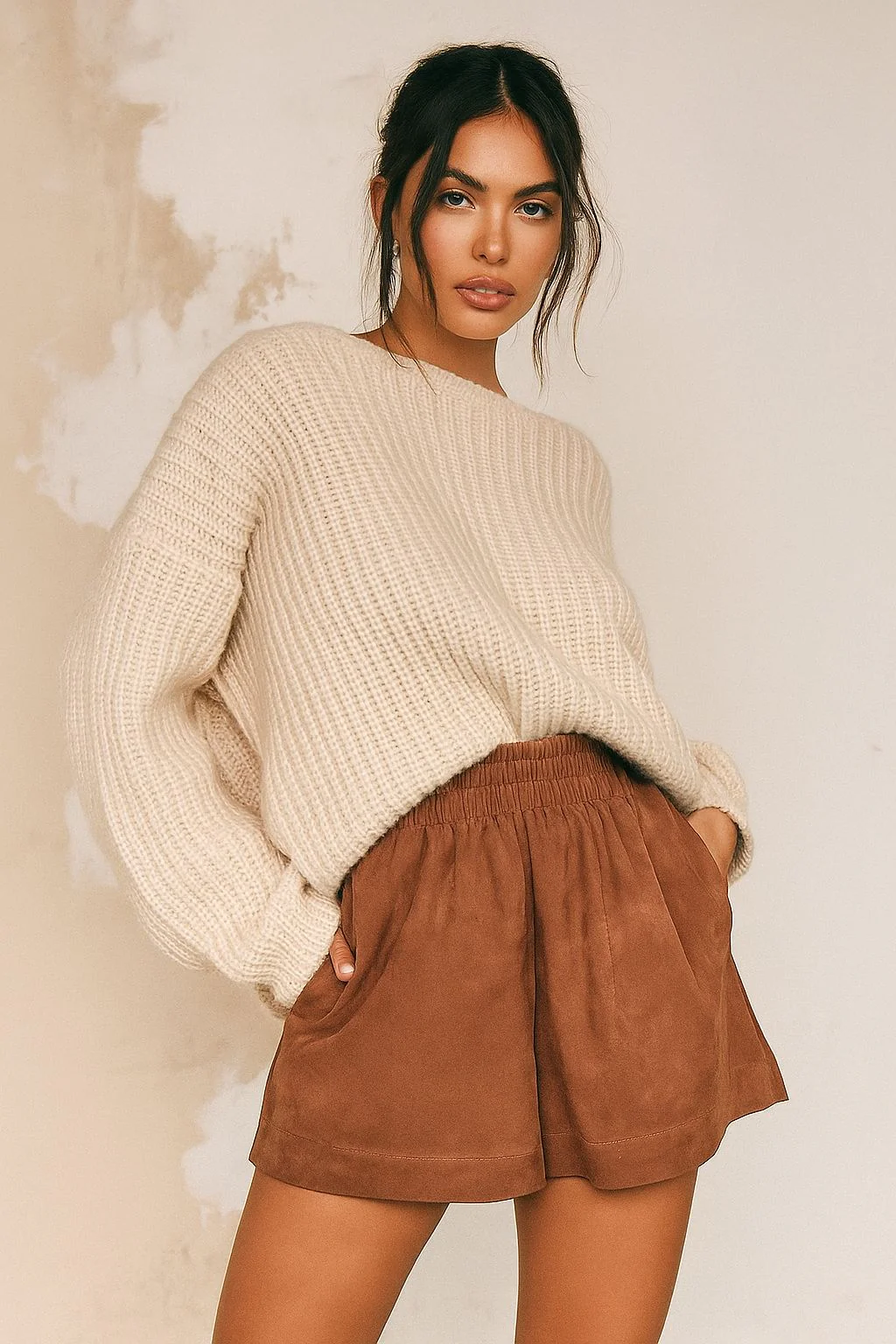 Famke leather Short - Brown