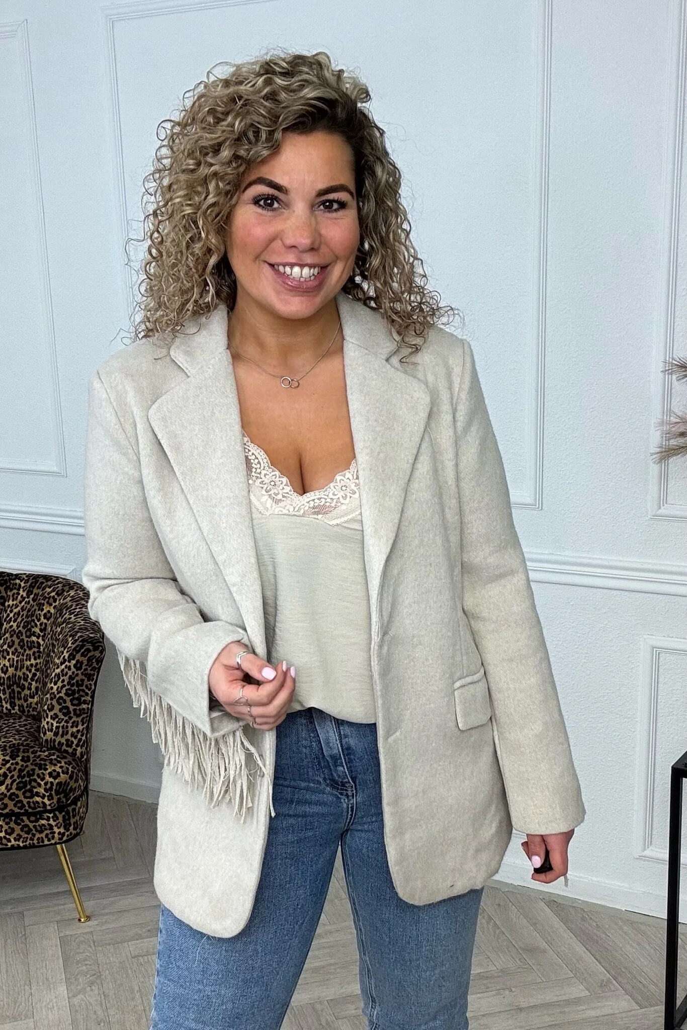 Fancy Fringer Blazer - Beige