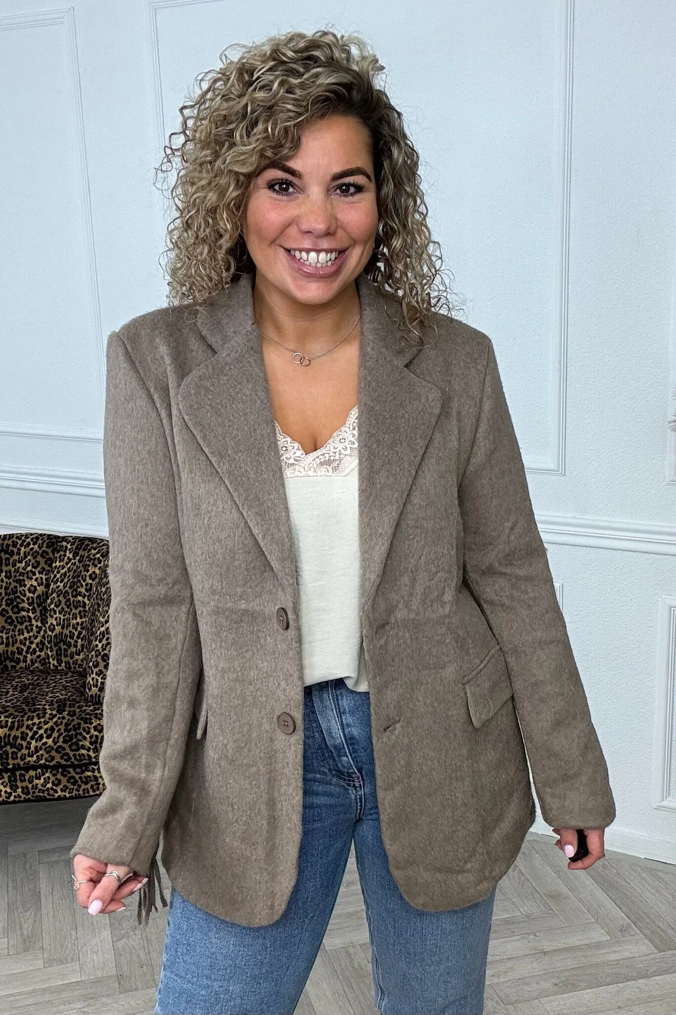 Fancy Fringer Blazer - Khaki