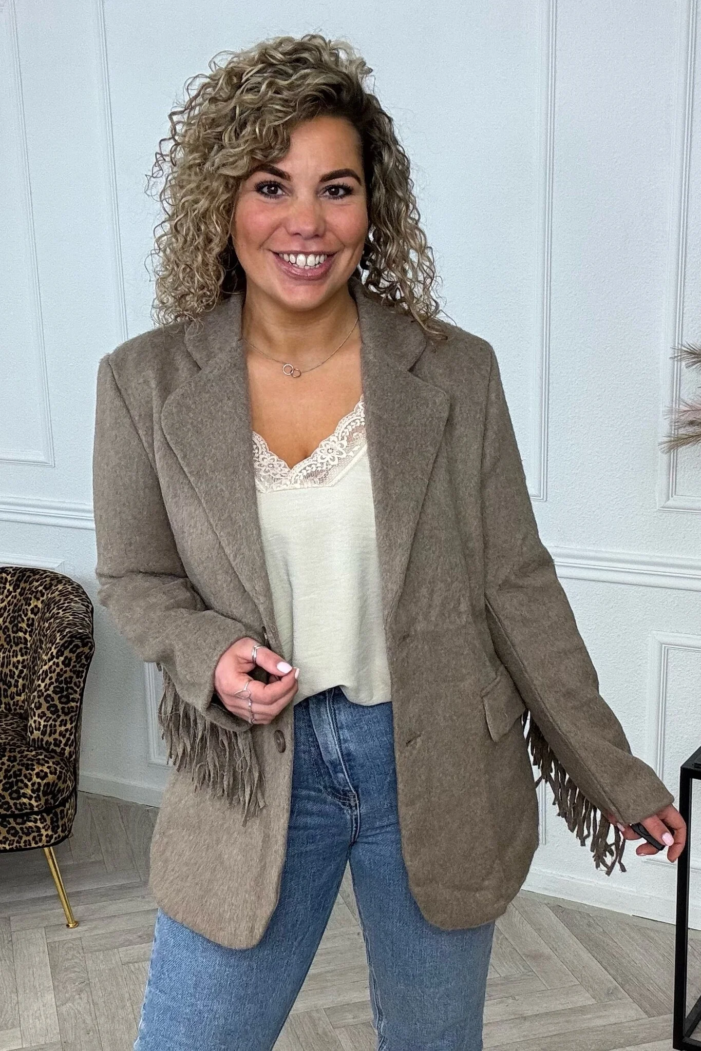 Fancy Fringer Blazer - Khaki - Image 4