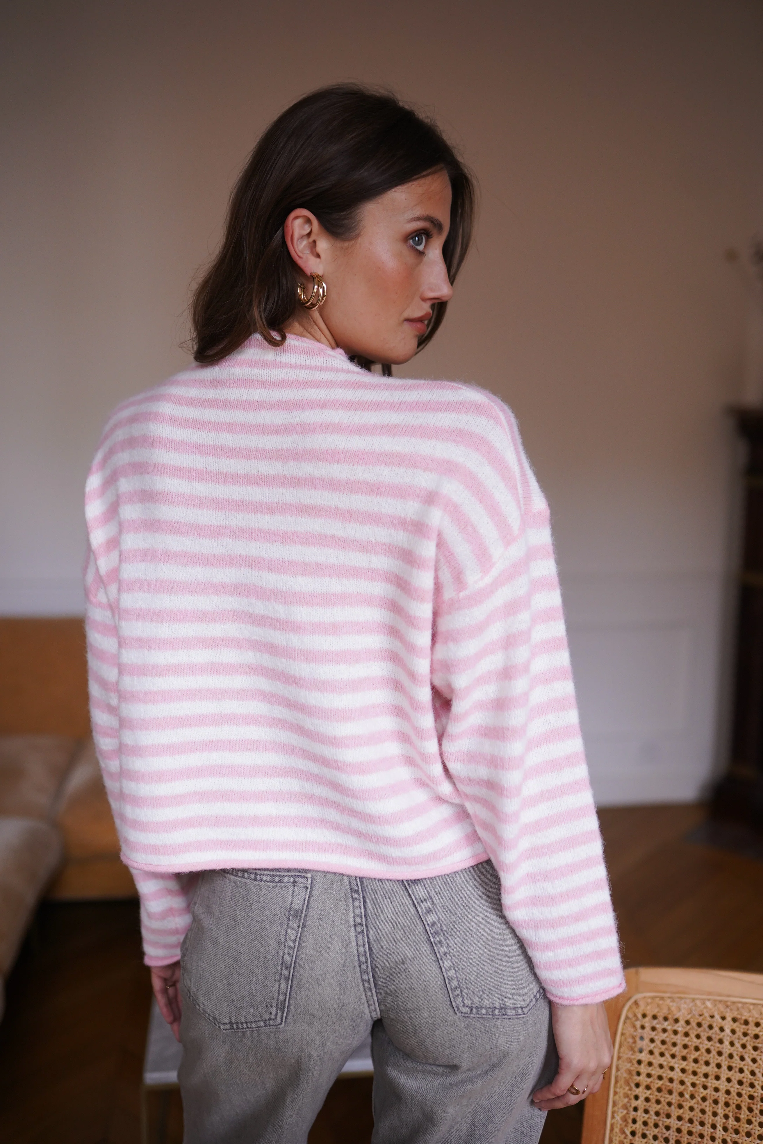 Felice Striped Vest - Pink/Beige - Image 2