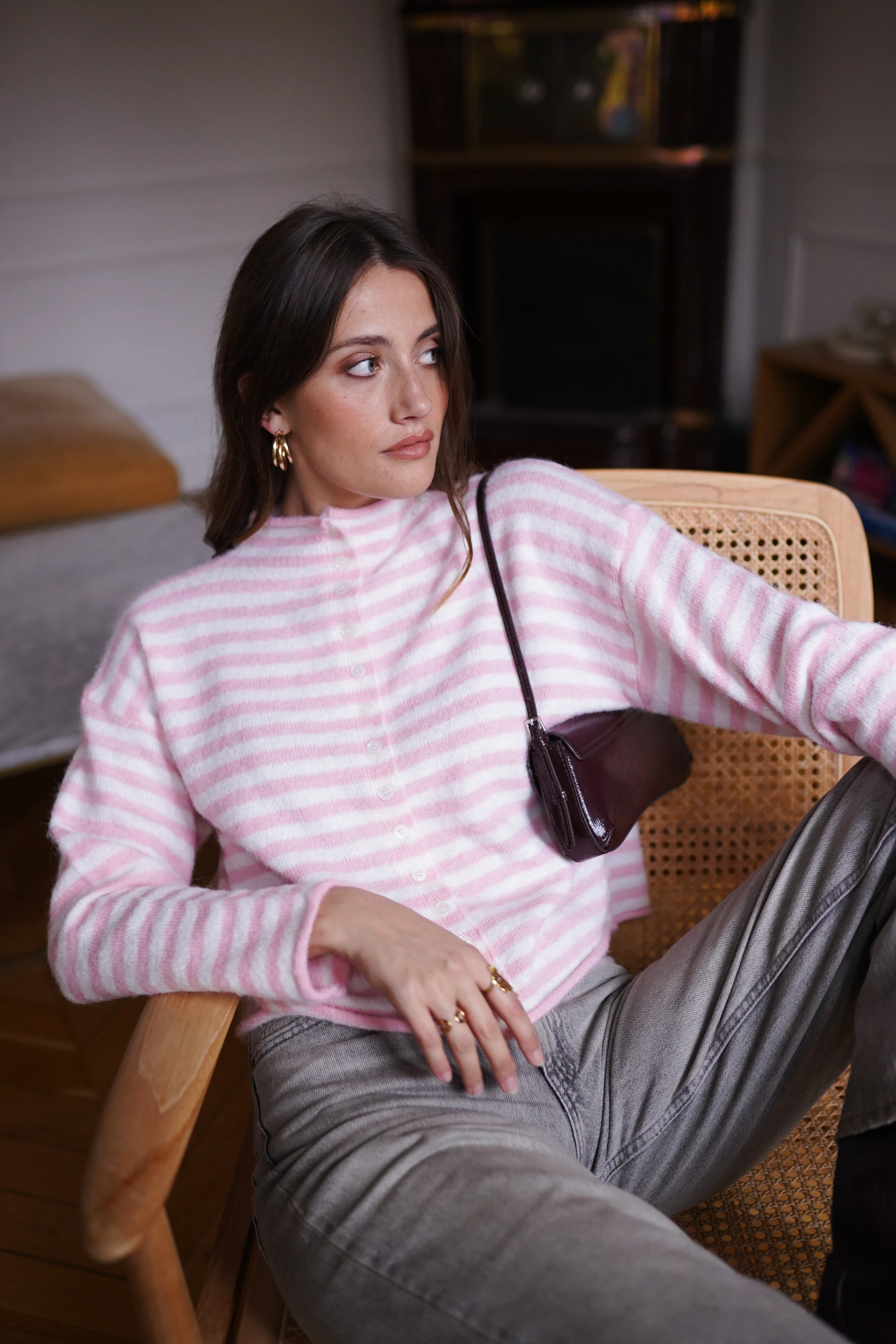 Felice Striped Vest - Pink/Beige - Image 4