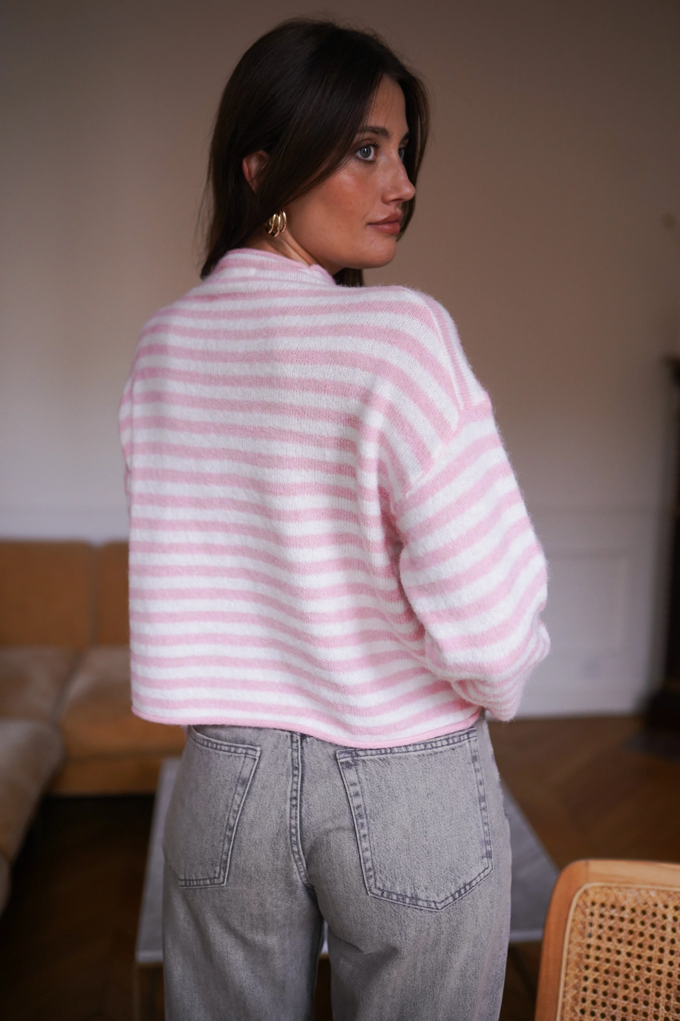 Felice Striped Vest - Pink/Beige - Image 6