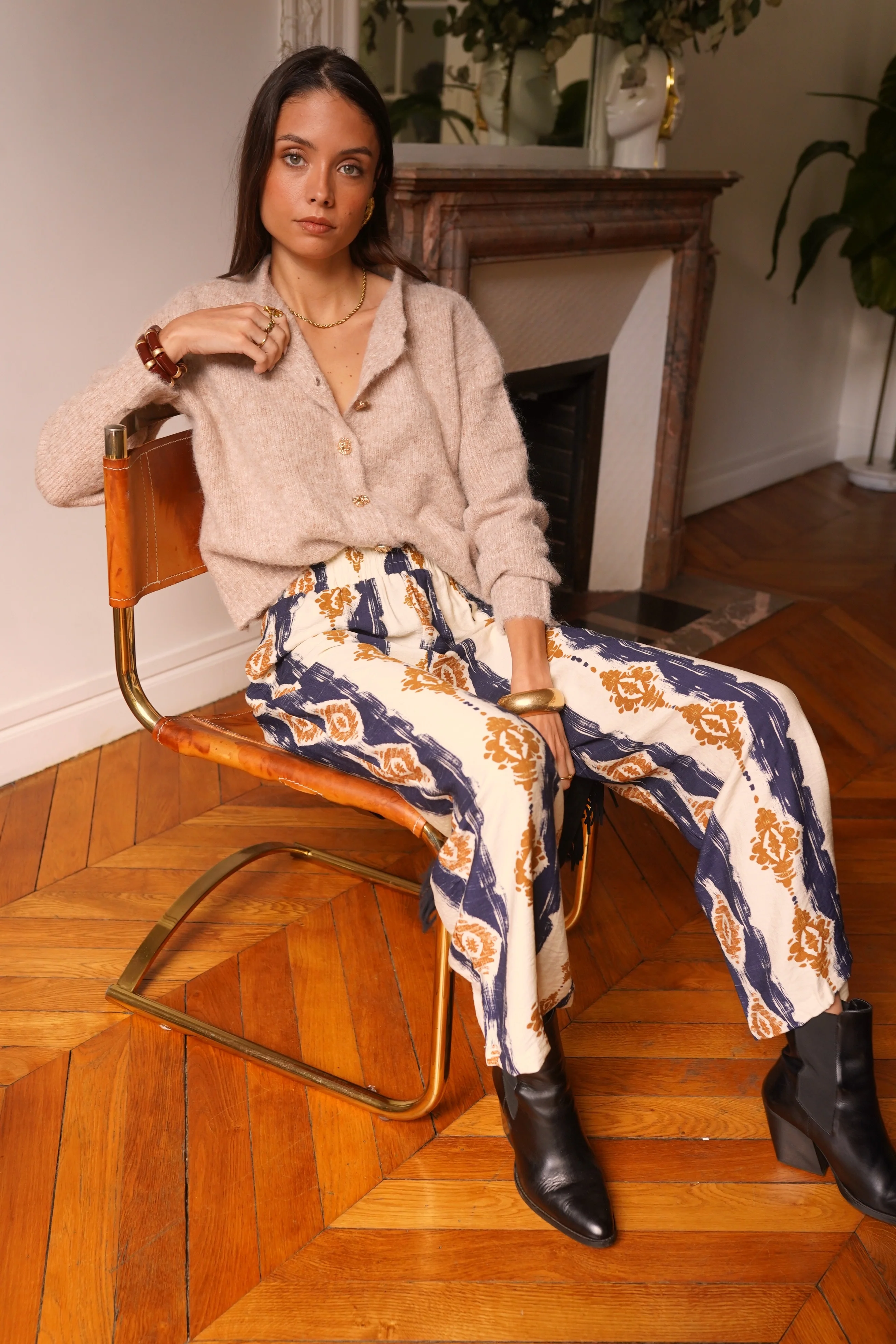 Fienna Gold Button Cardigan - Kaki - Image 4