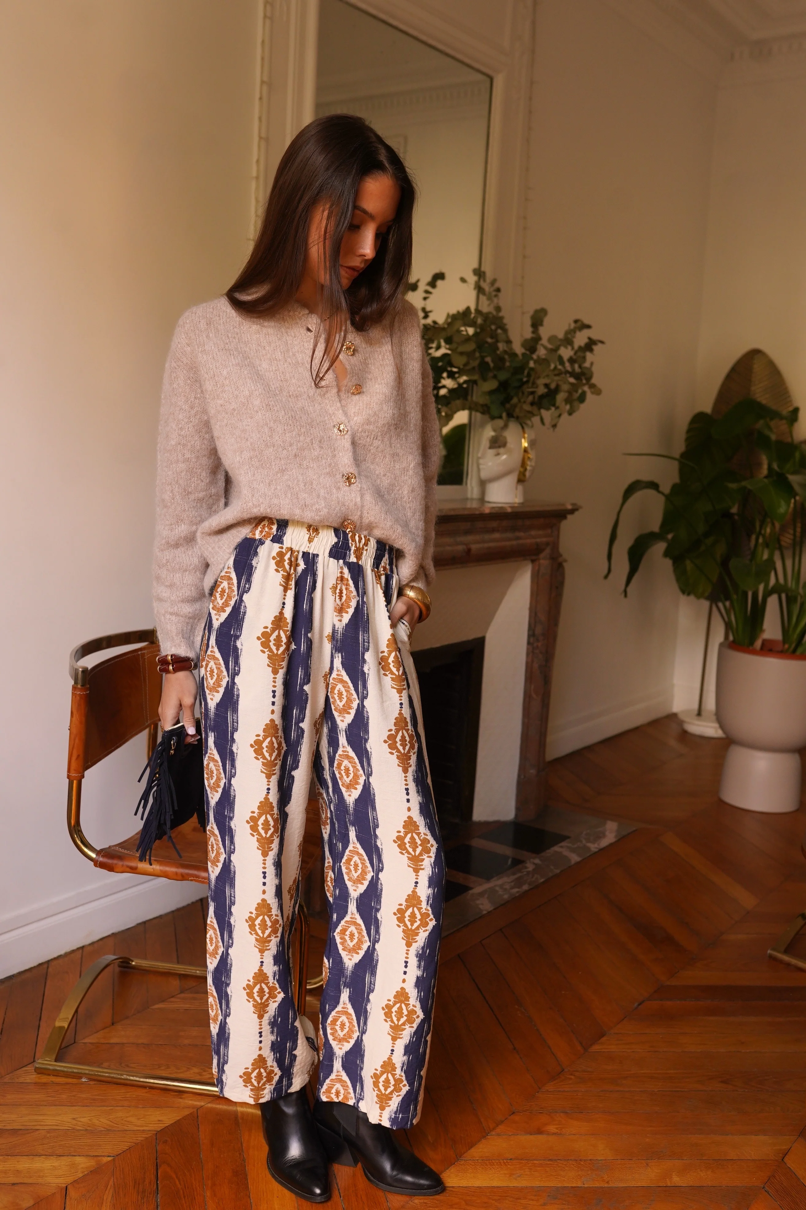 Fienna Gold Button Cardigan - Kaki - Image 7