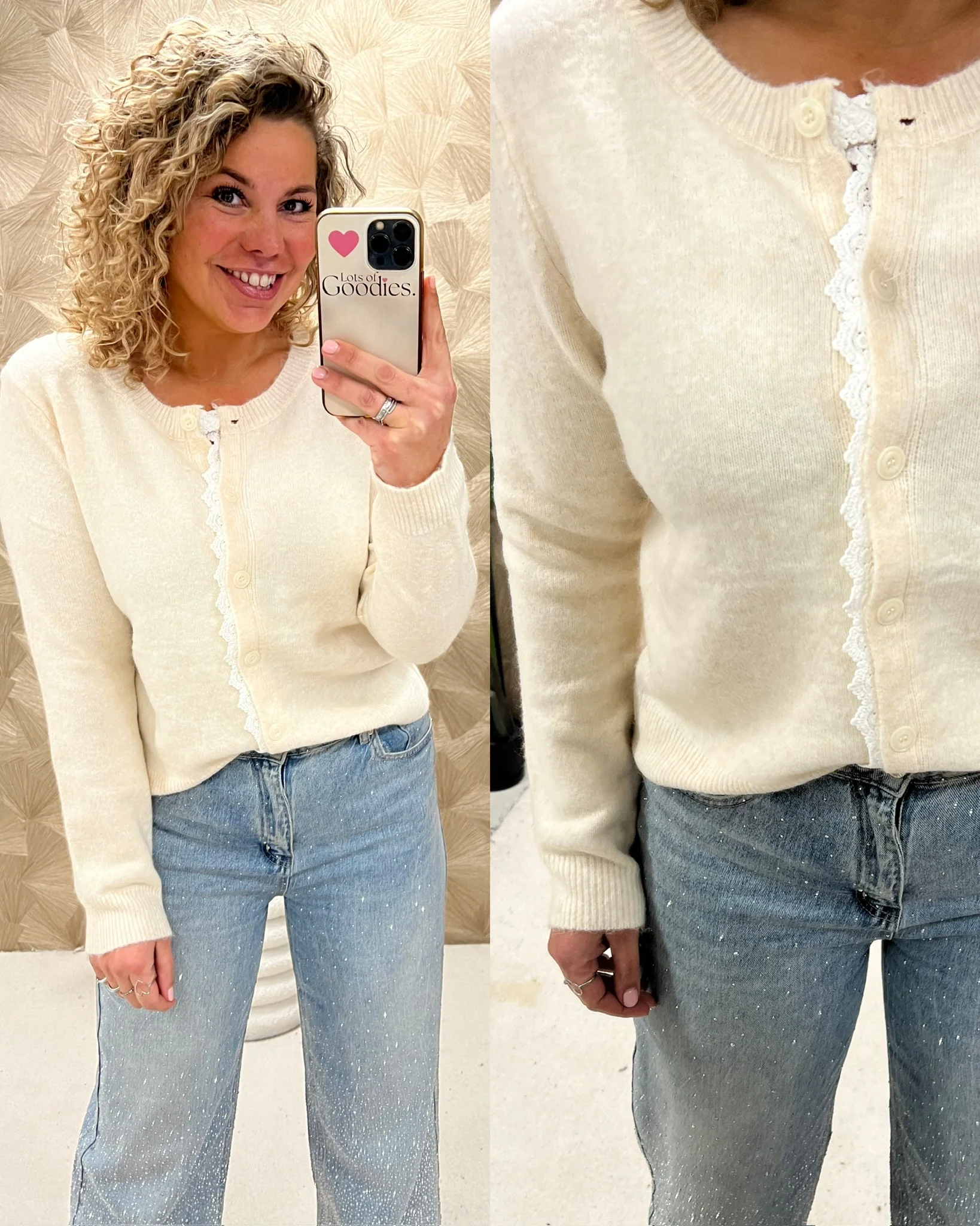 Fleur Lace Vest - Beige