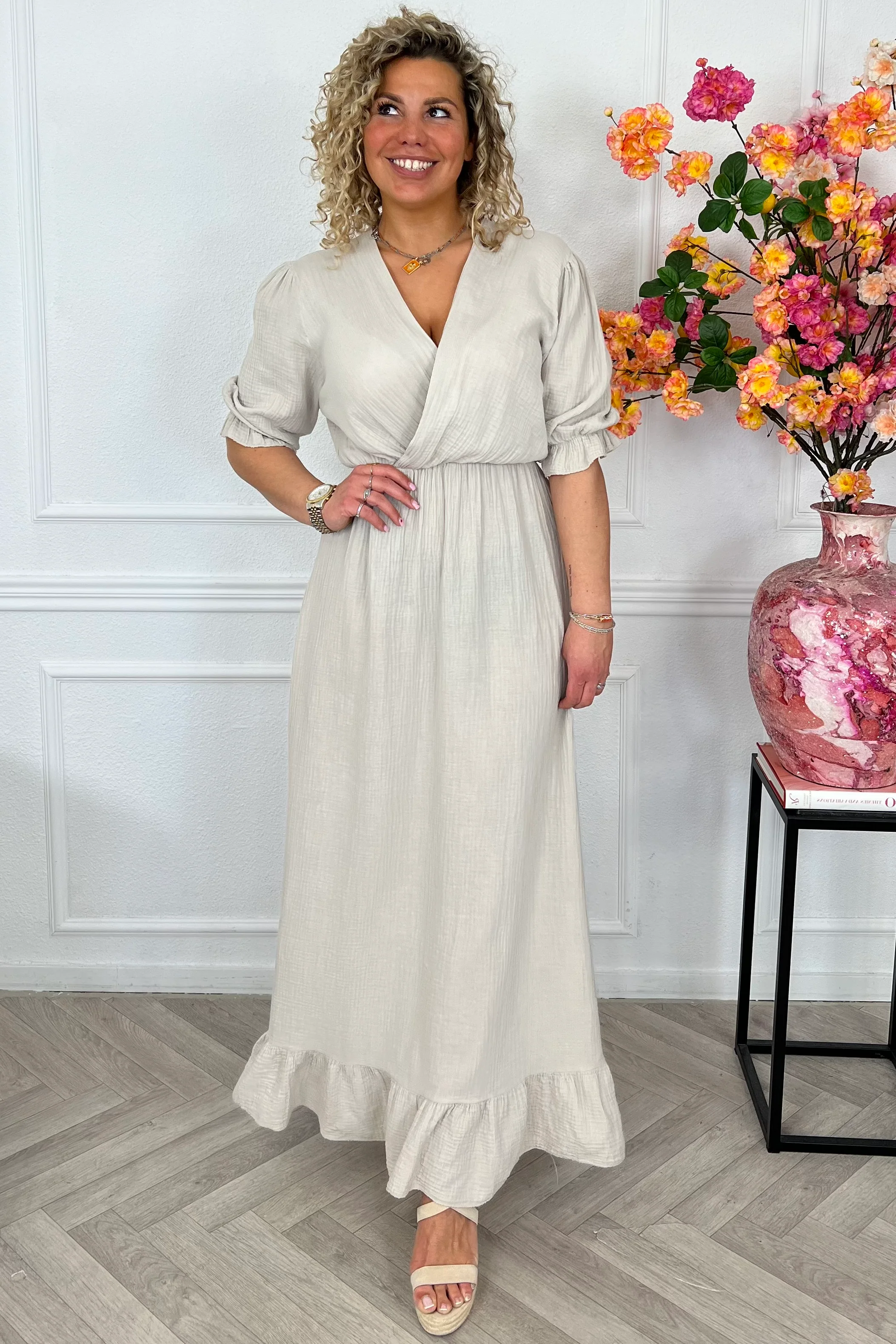 Florence Mousseline Maxi Dress - Beige