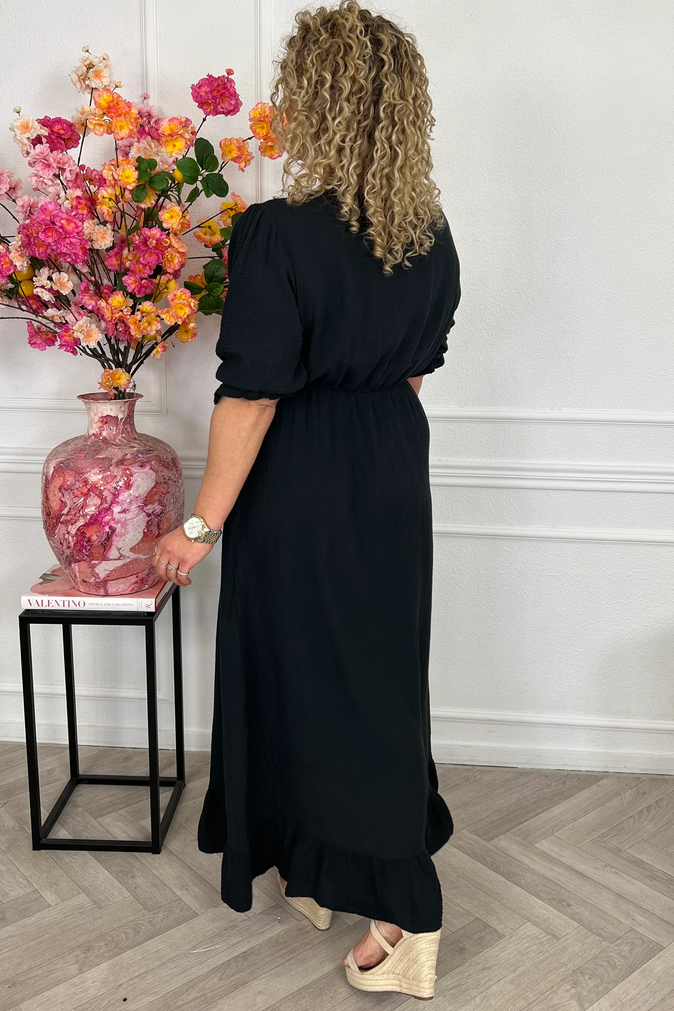 Florence Mousseline Maxi Dress - Black - Image 3