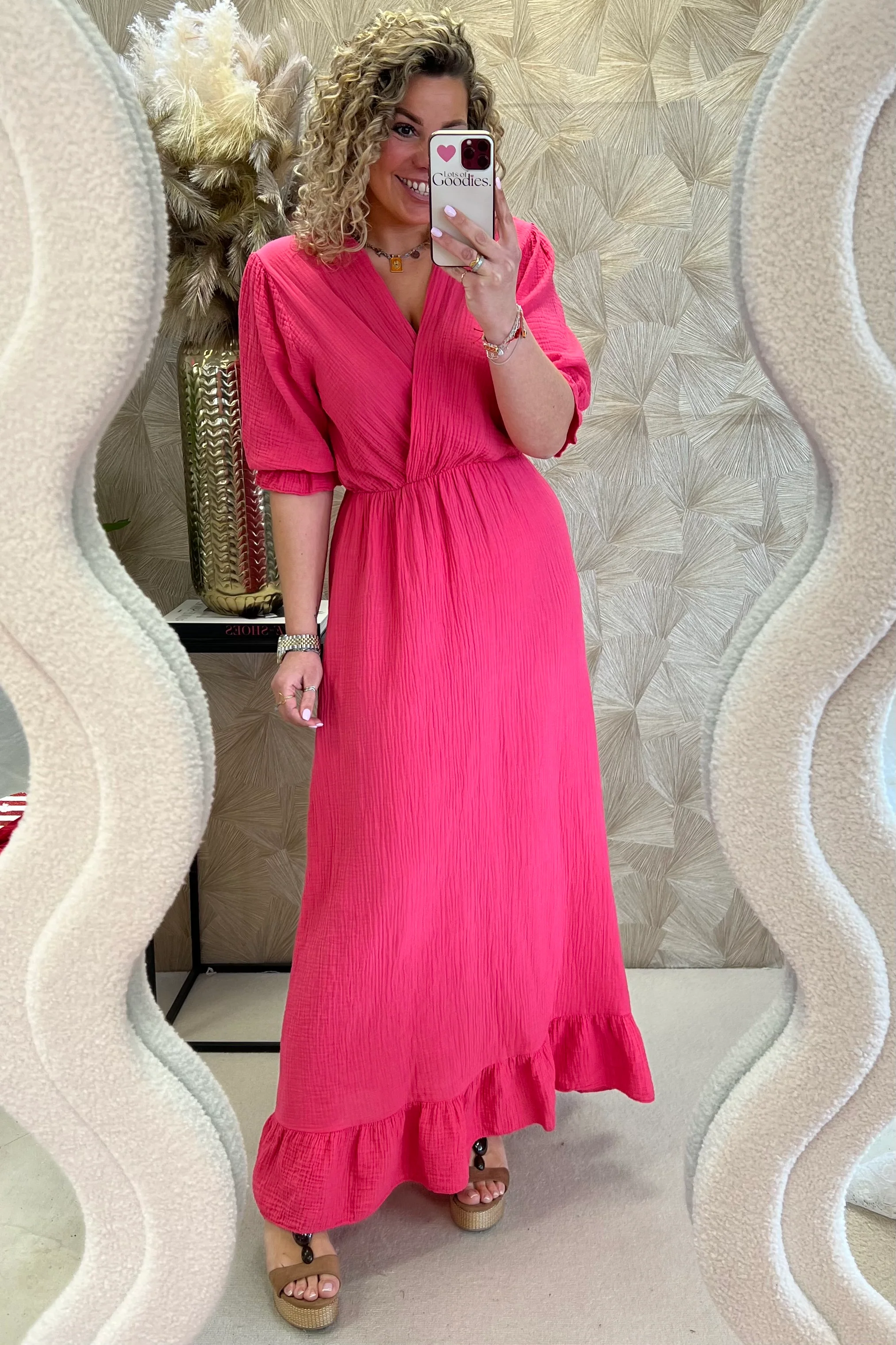 Florence Mousseline Maxi Dress - Coral - Image 5