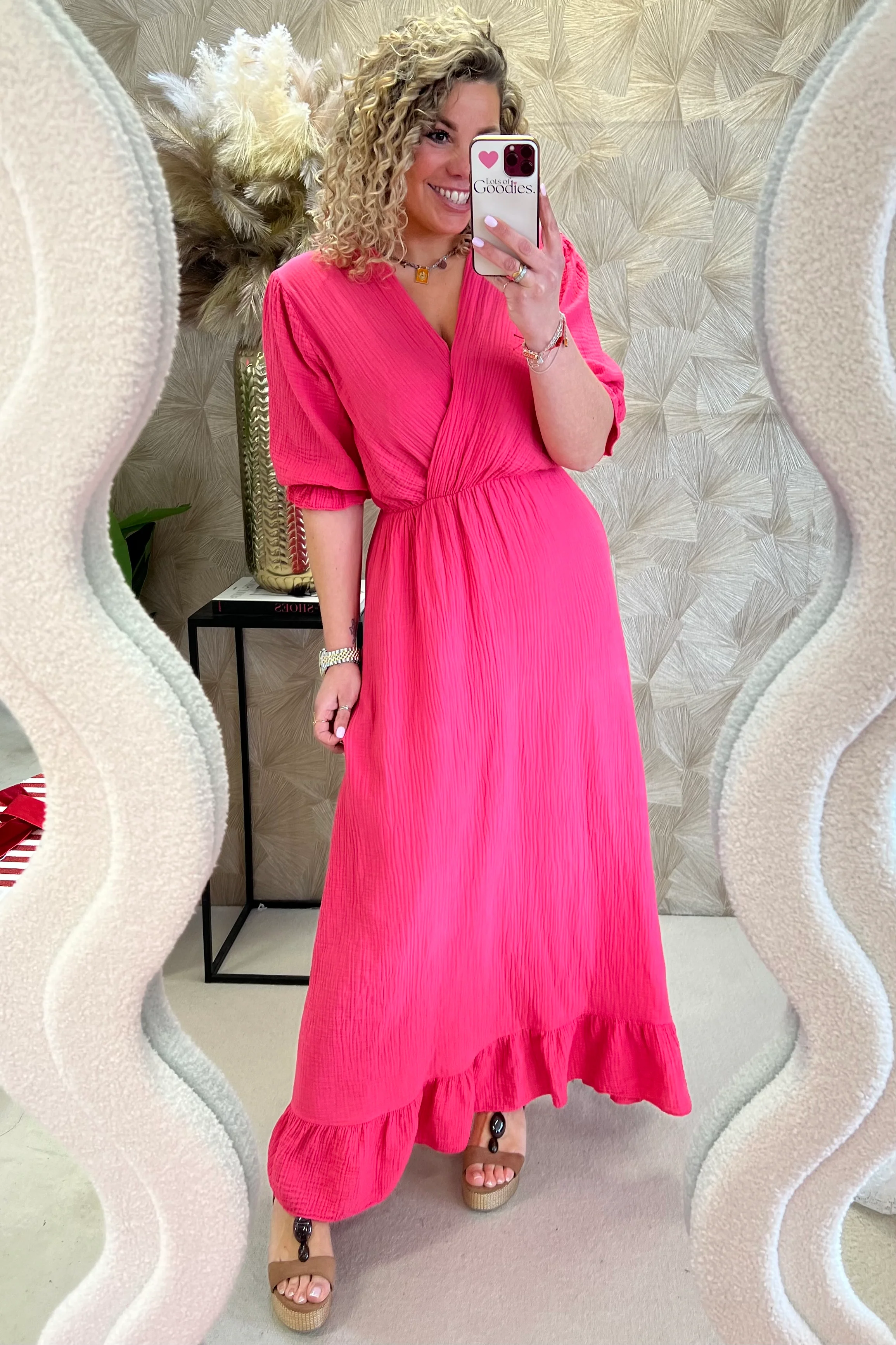 Florence Mousseline Maxi Dress - Coral - Image 6