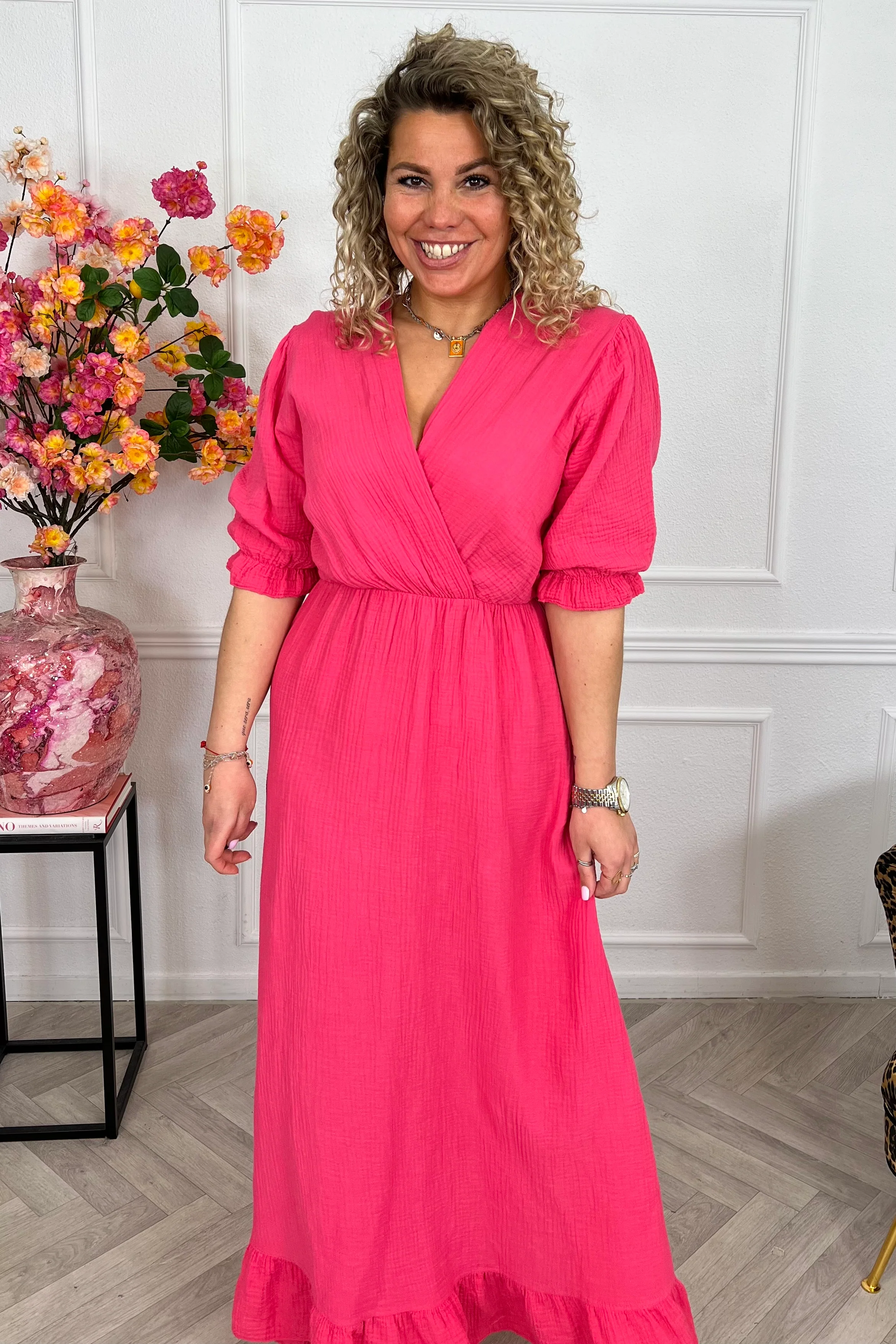 Florence Mousseline Maxi Dress - Coral - Image 7