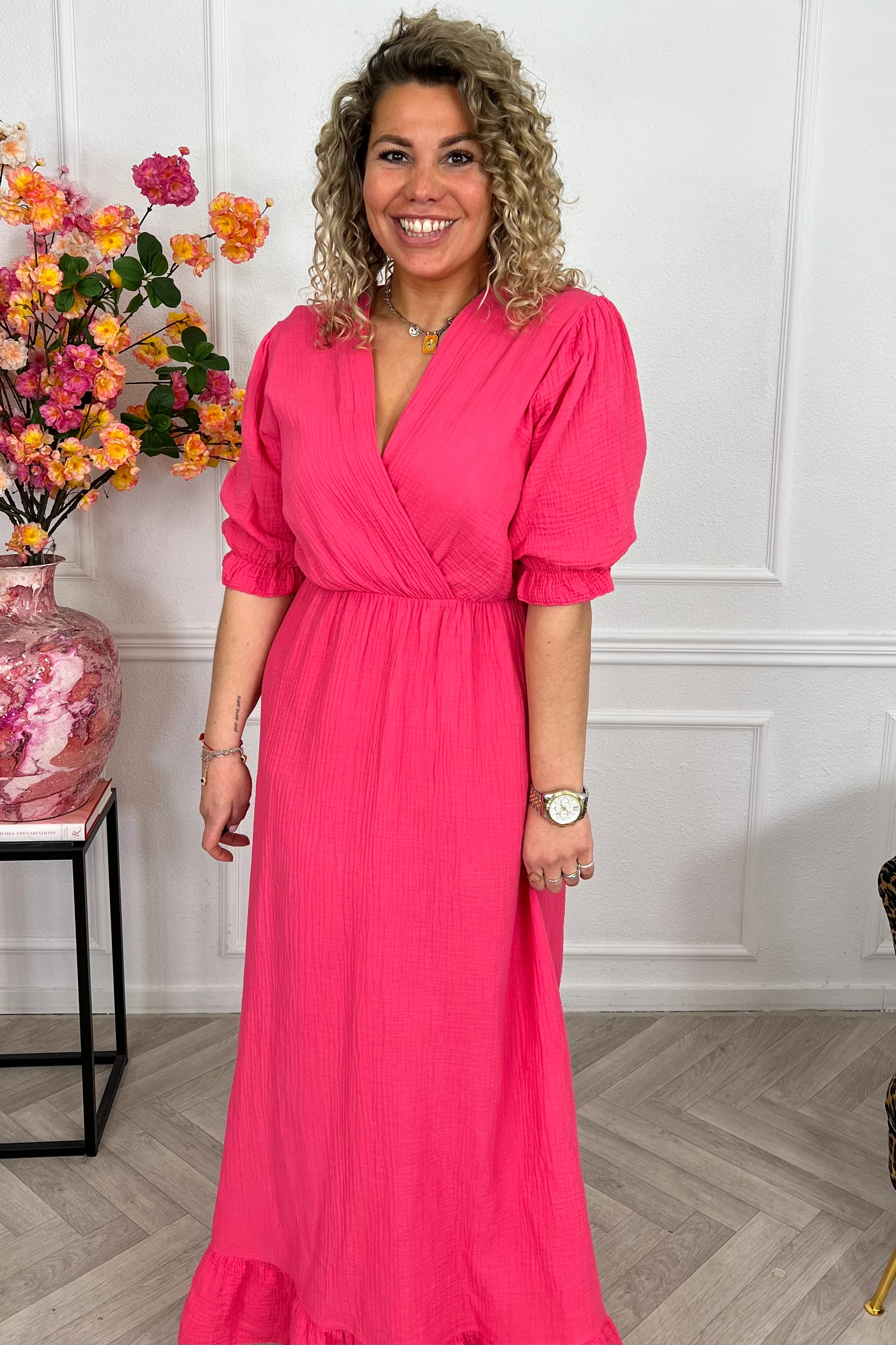 Florence Mousseline Maxi Dress - Coral - Image 8