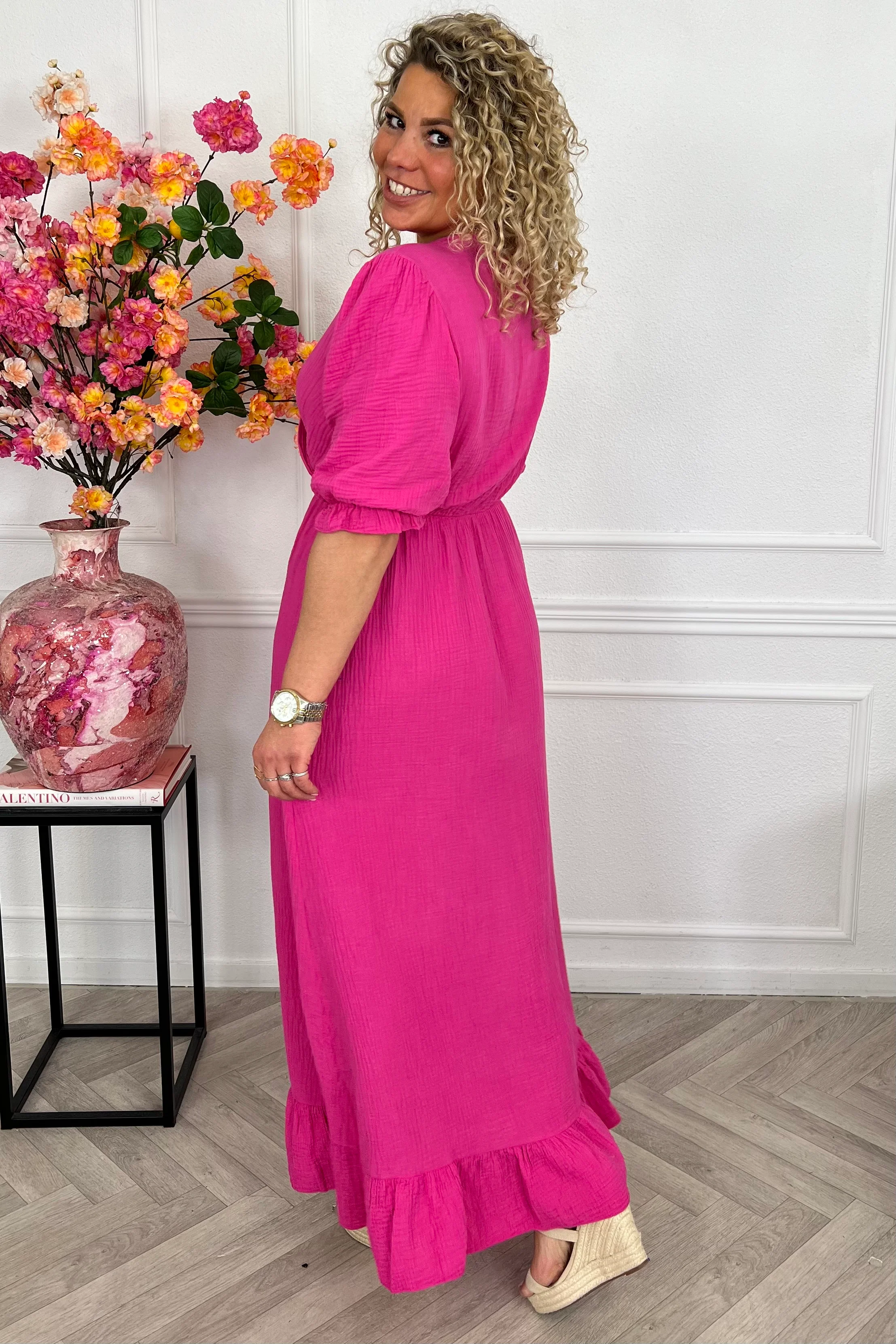 Florence Mousseline Maxi Dress - Fuchsia - Image 2
