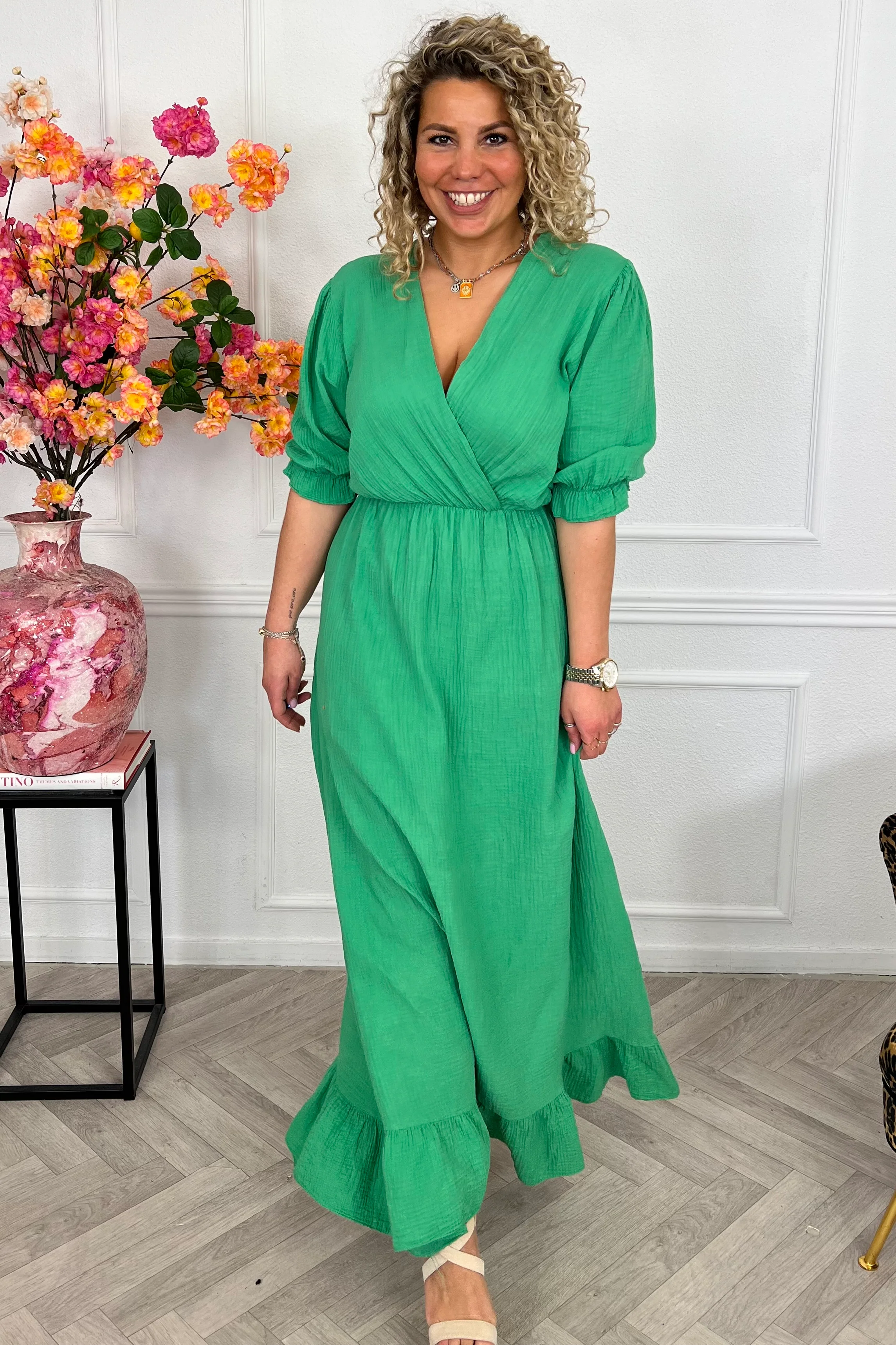 Florence Mousseline Maxi Dress - Green