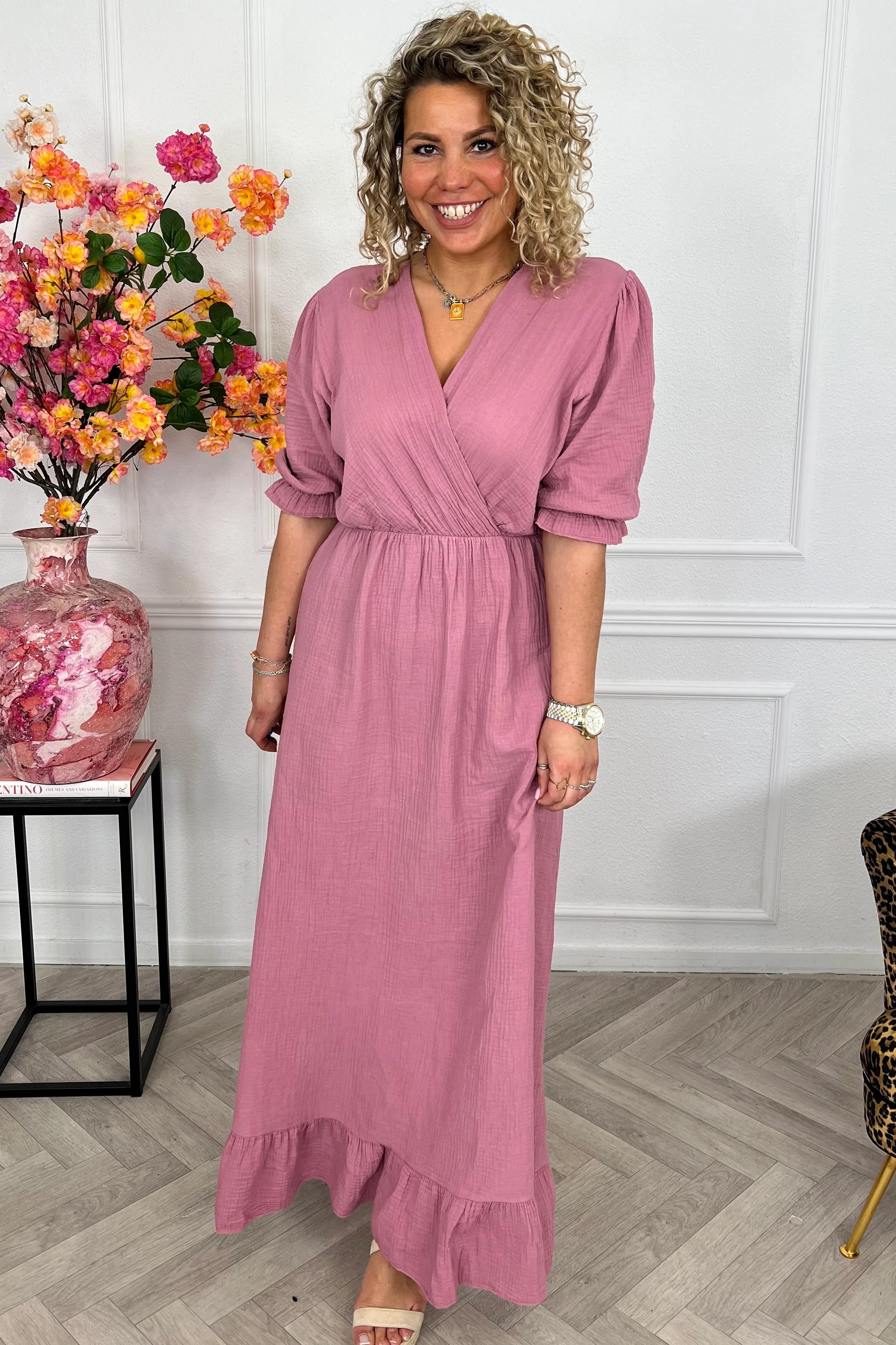 Florence Mousseline Maxi Dress - Mauve - Image 5