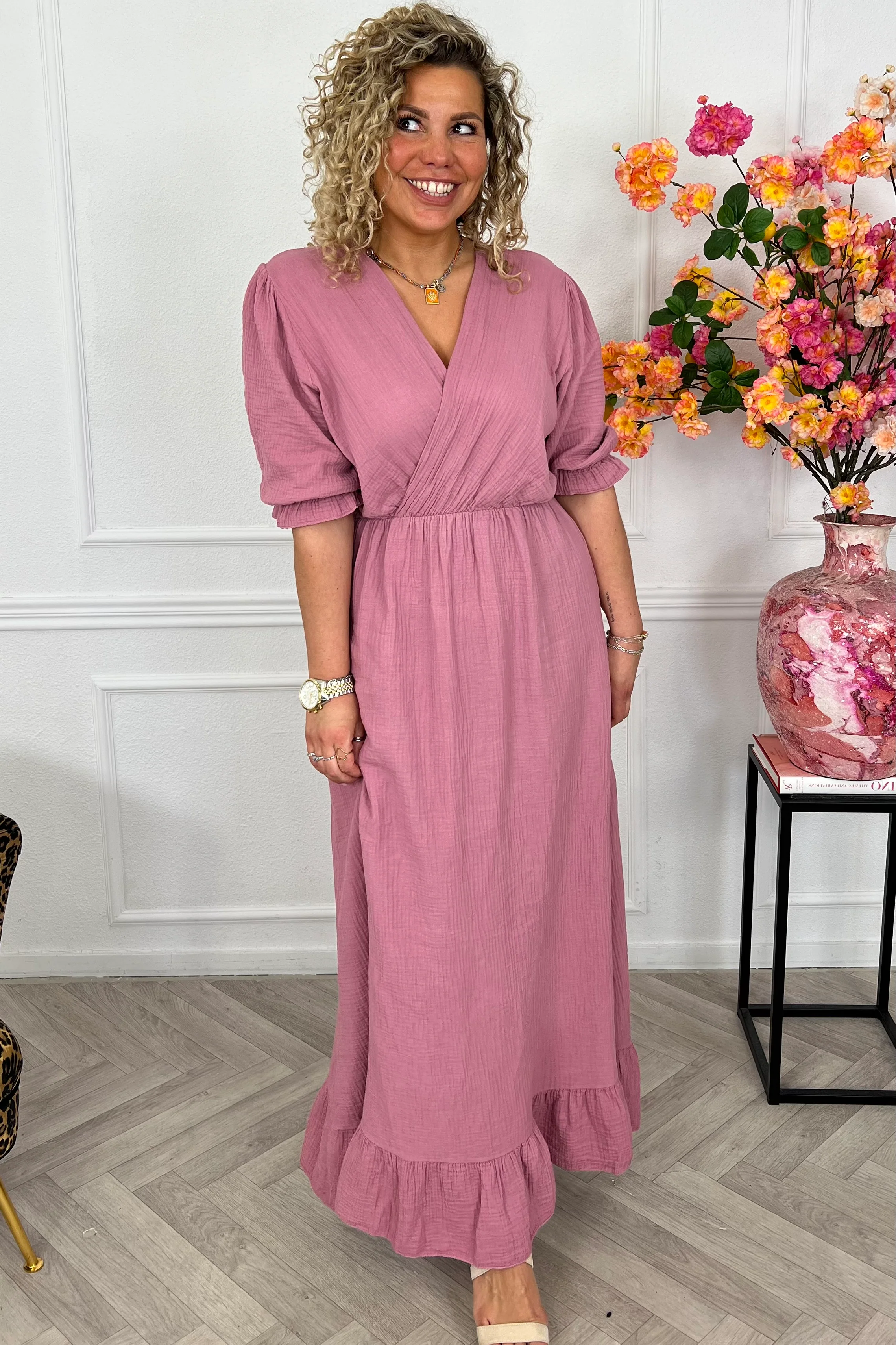 Florence Mousseline Maxi Dress - Mauve - Image 6
