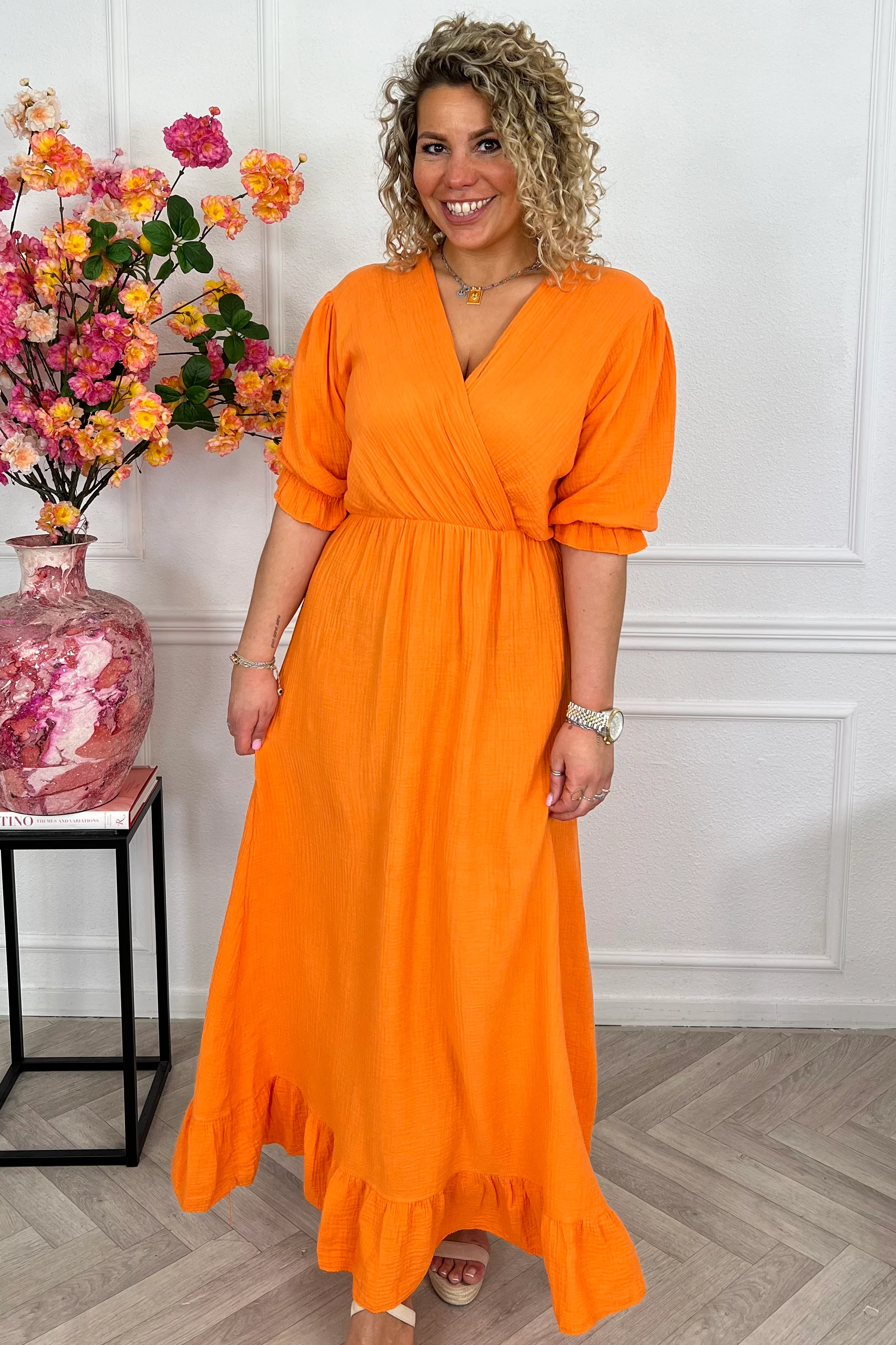 Florence Mousseline Maxi Dress - Orange - Image 4