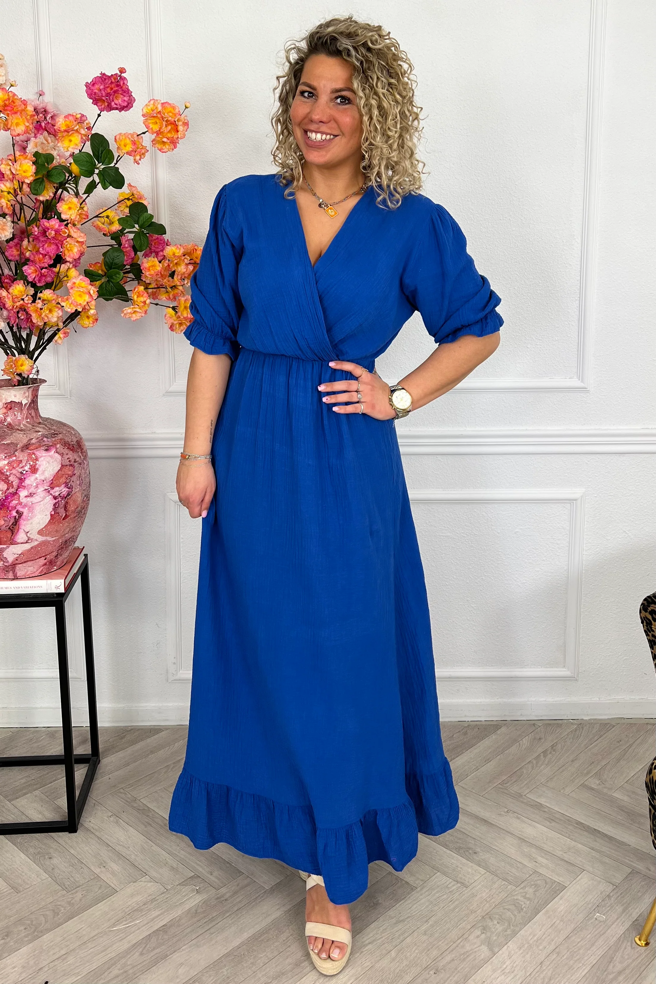 Florence Mousseline Maxi Dress - Royal Blue