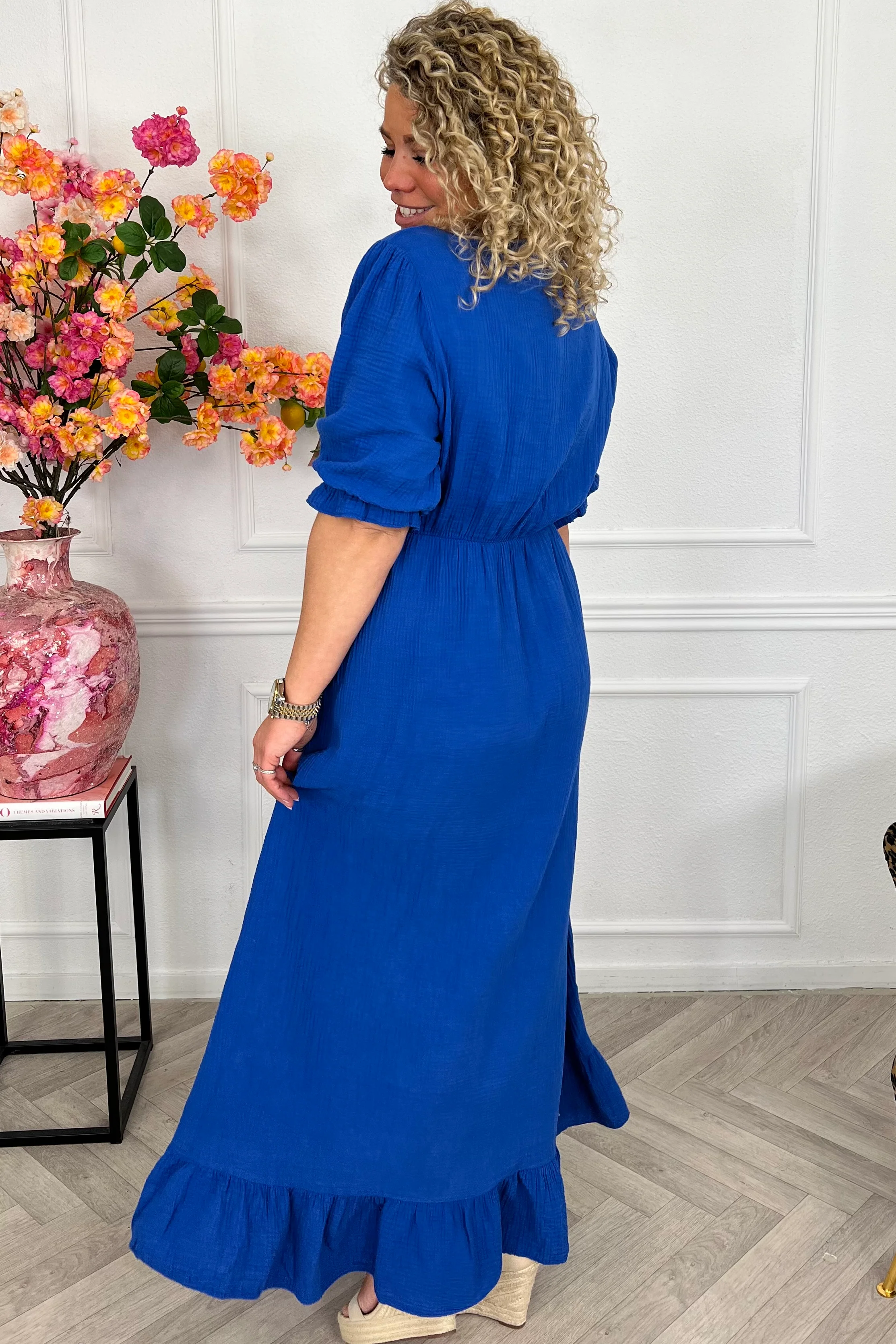 Florence Mousseline Maxi Dress - Royal Blue - Image 3