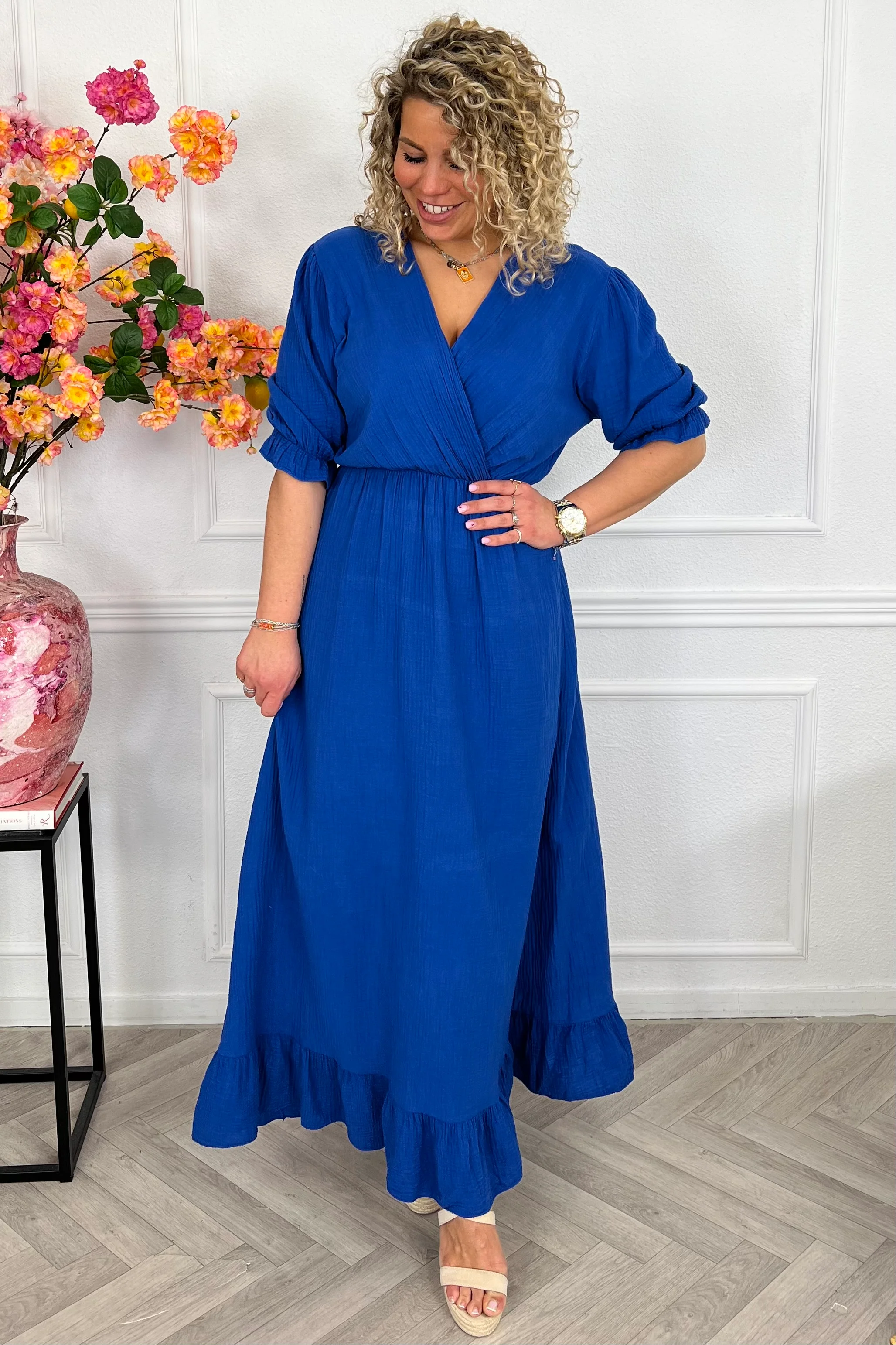 Florence Mousseline Maxi Dress - Royal Blue - Image 4