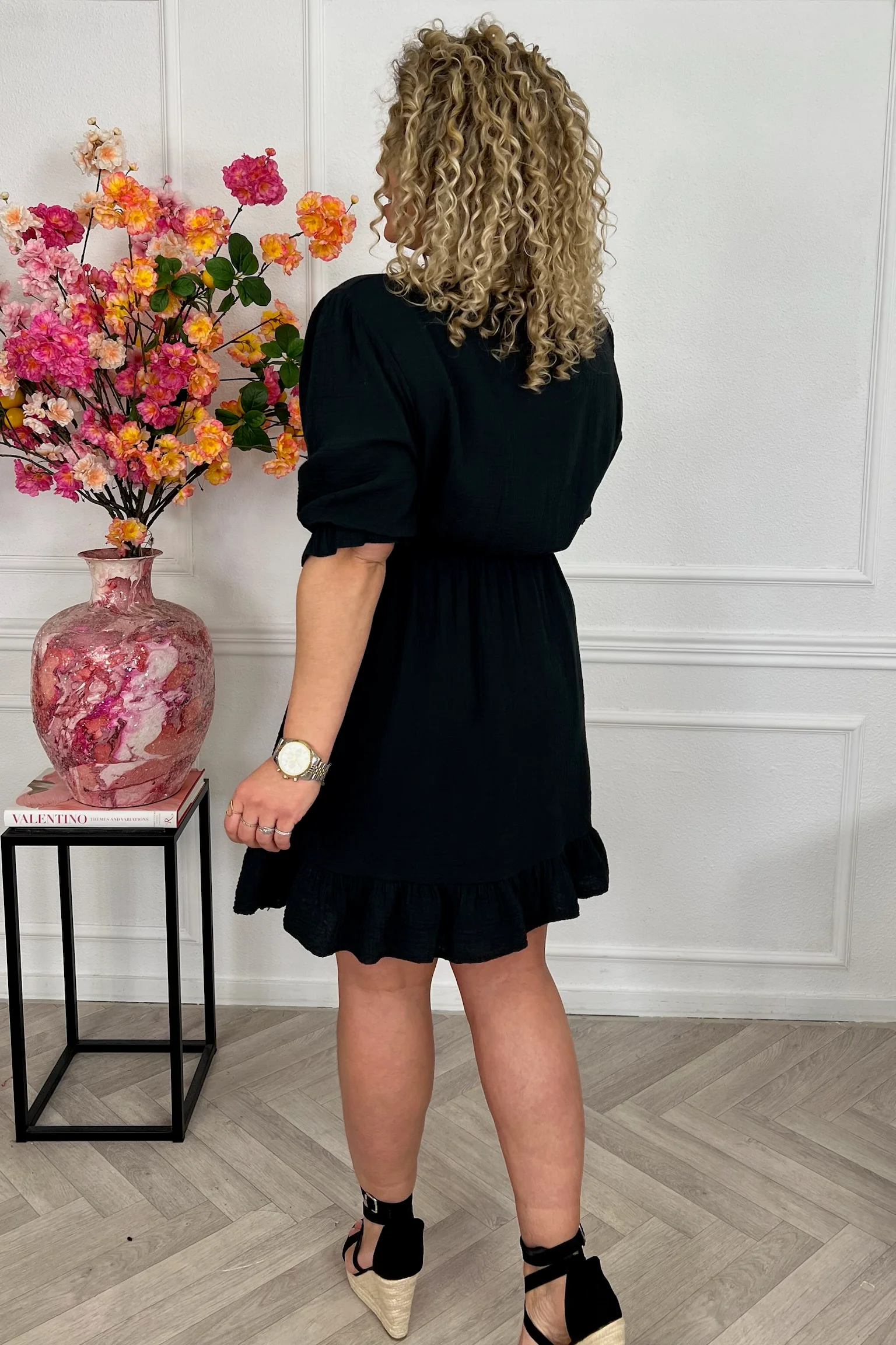 Florence Mousseline Short Dress - Black - Image 5