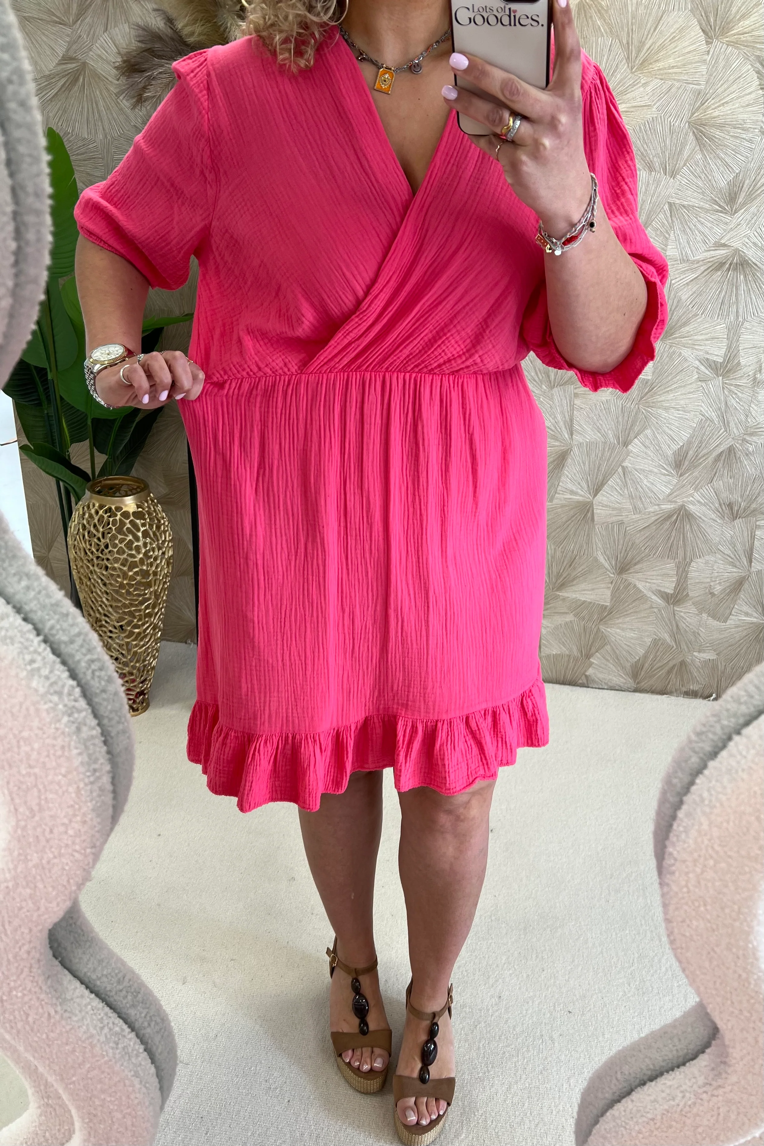 Florence Mousseline Short Dress - Coral - Image 3