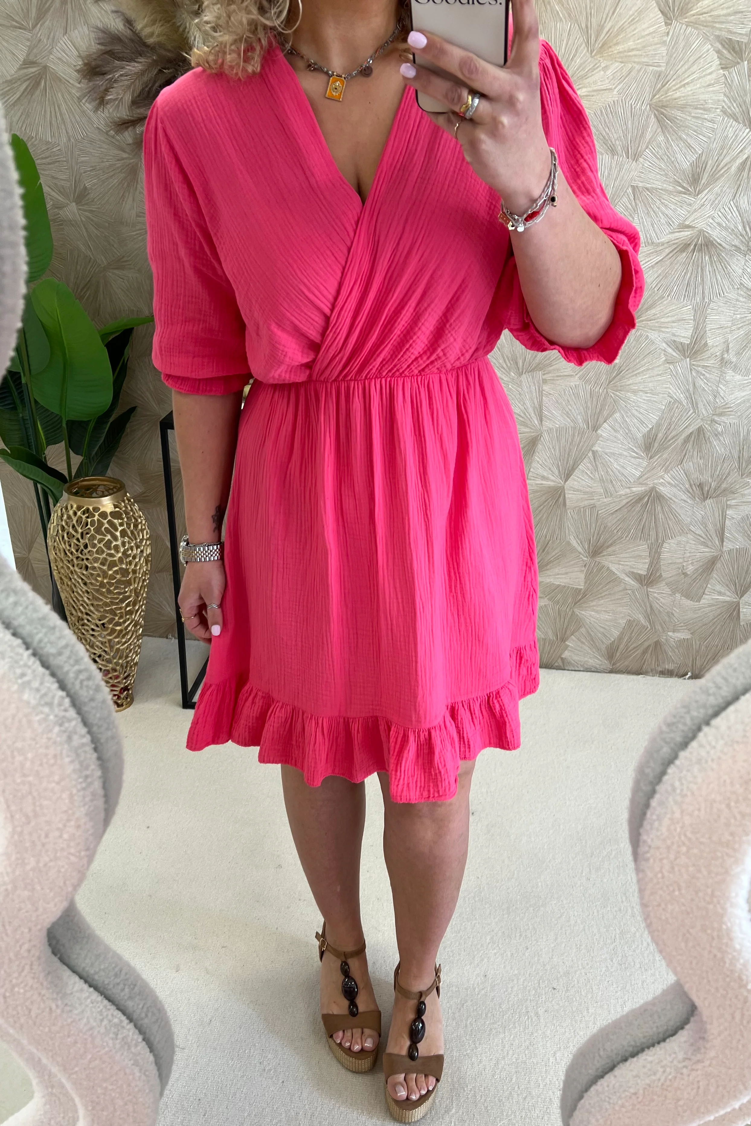 Florence Mousseline Short Dress - Coral - Image 7