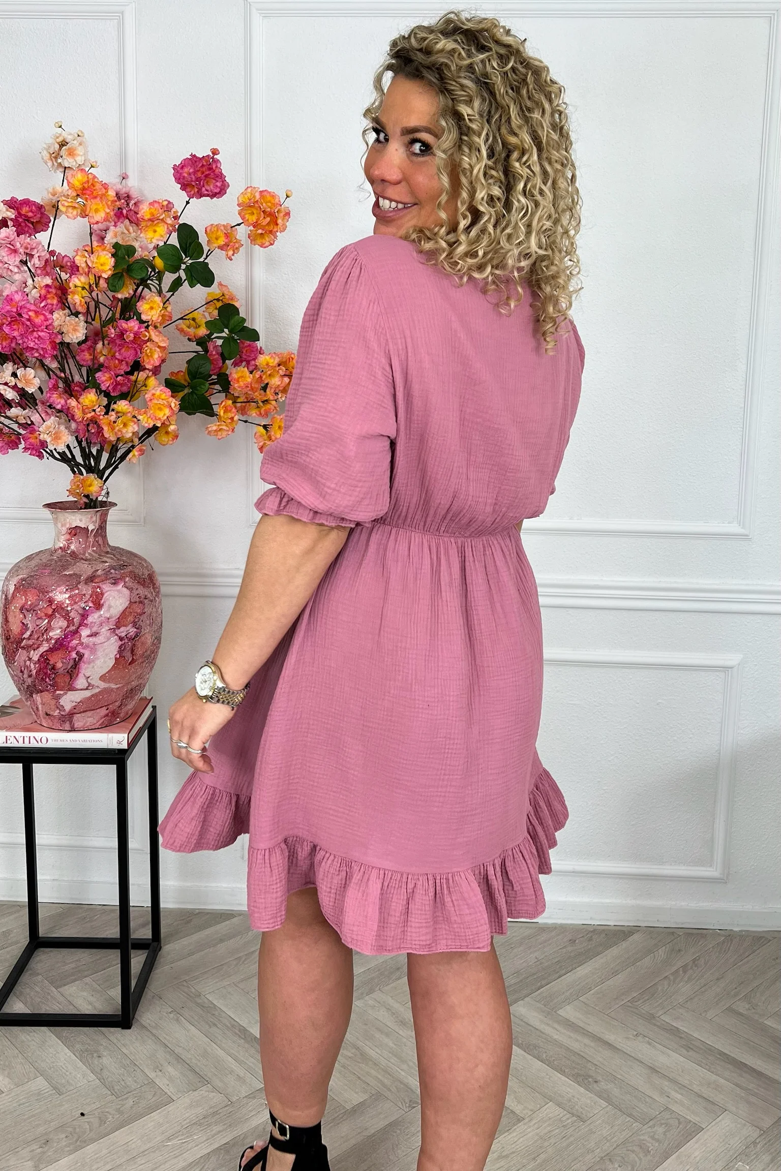 Florence Mousseline Short Dress - Mauve - Image 3