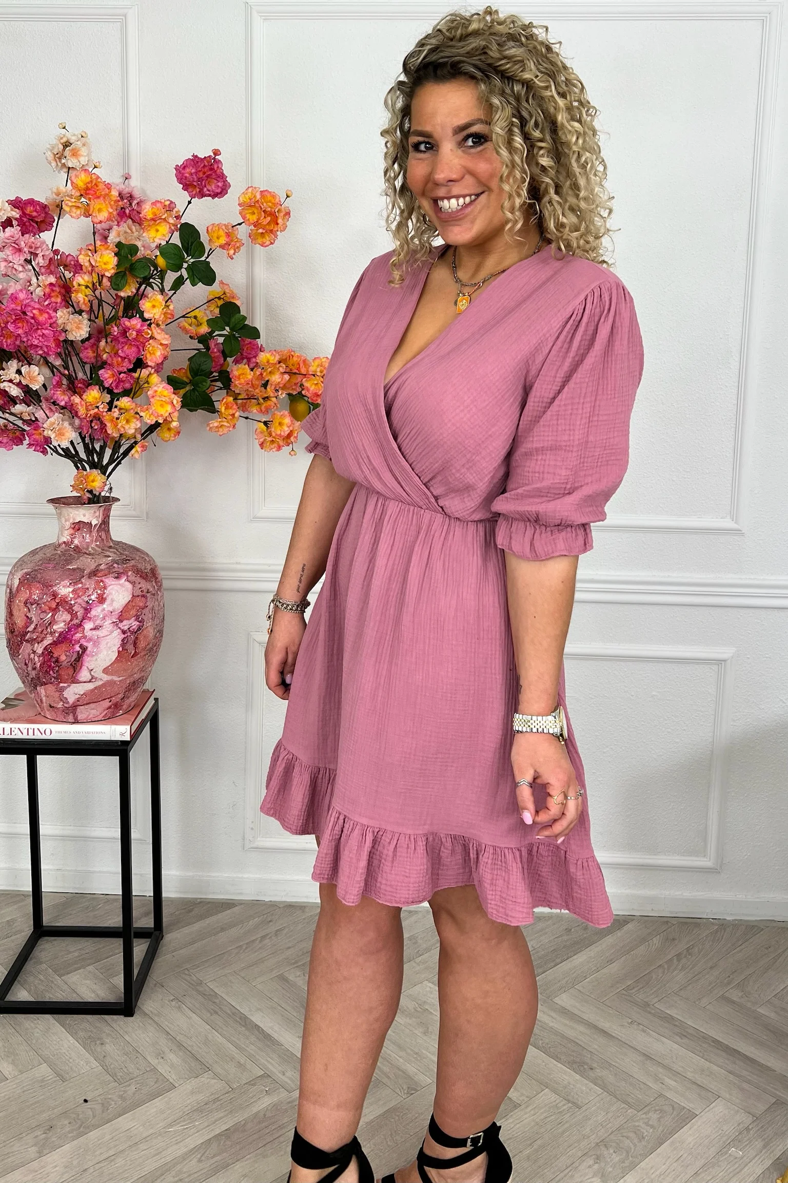 Florence Mousseline Short Dress - Mauve - Image 5