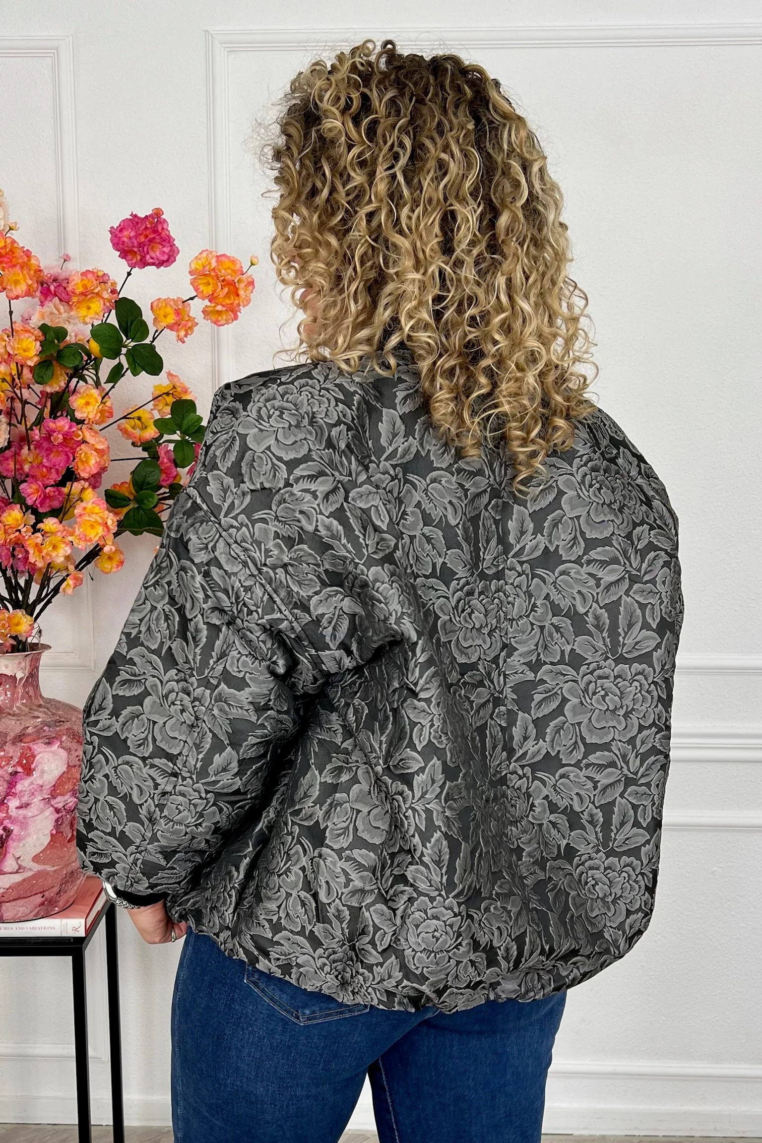 Flower Bomber Jacket - Grey - Image 2