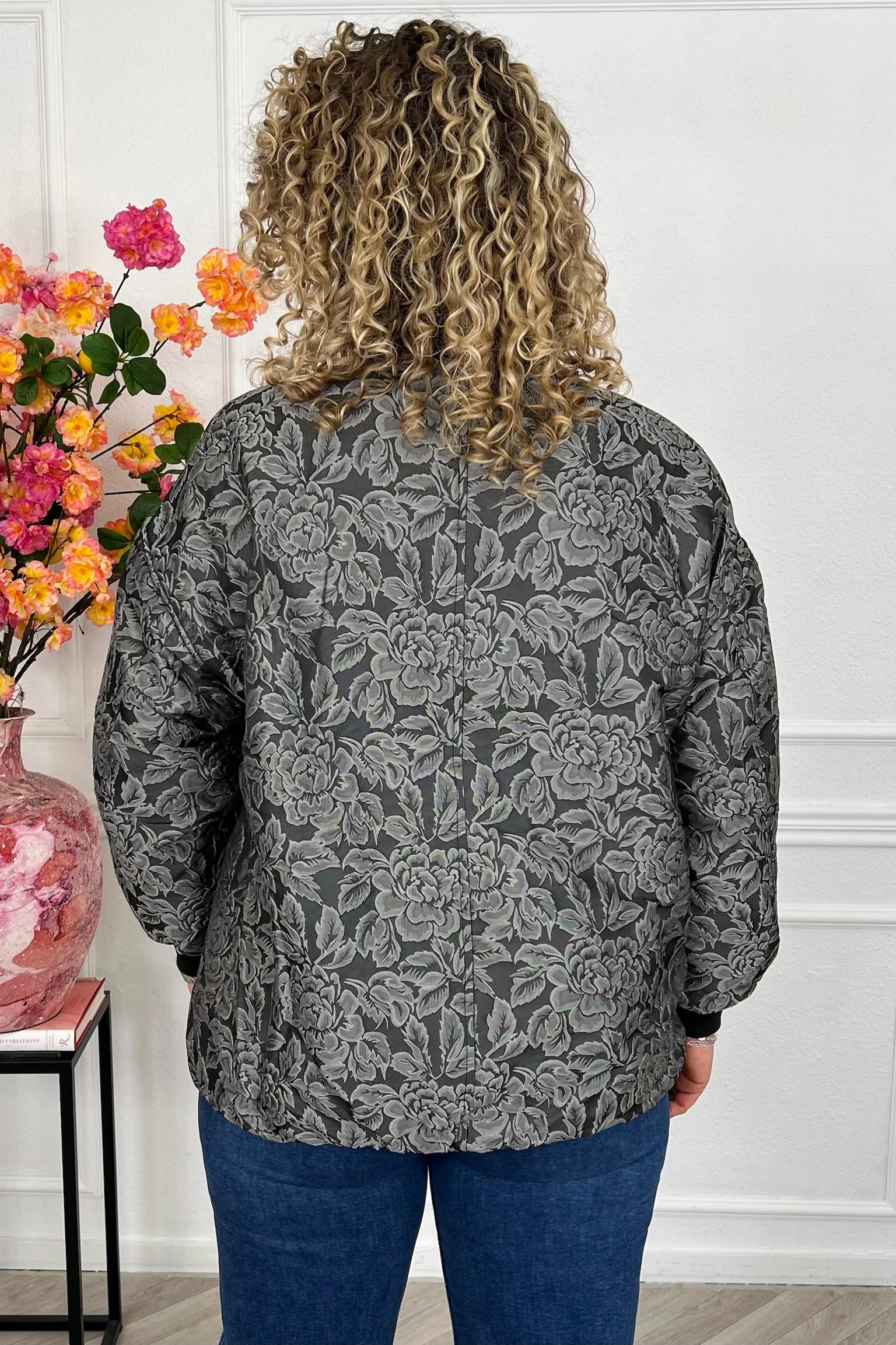 Flower Bomber Jacket - Grey - Image 3