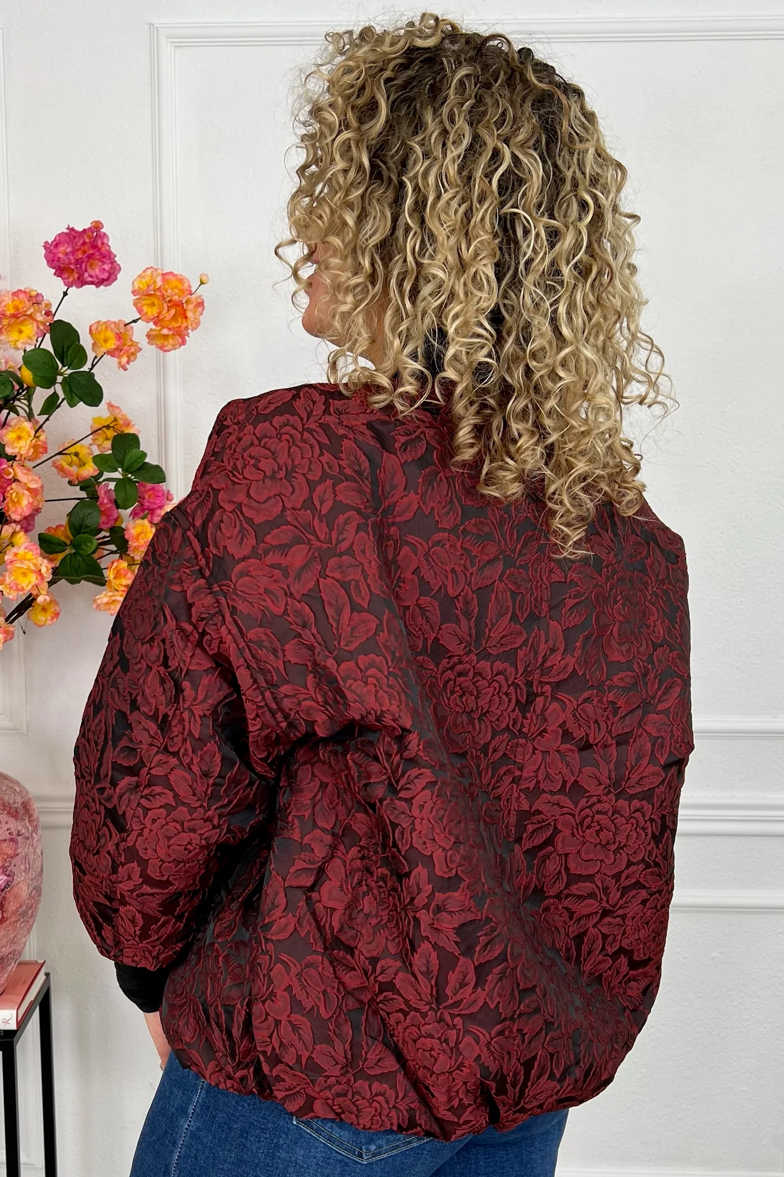 Flower Bomber Jacket - Red - Image 2