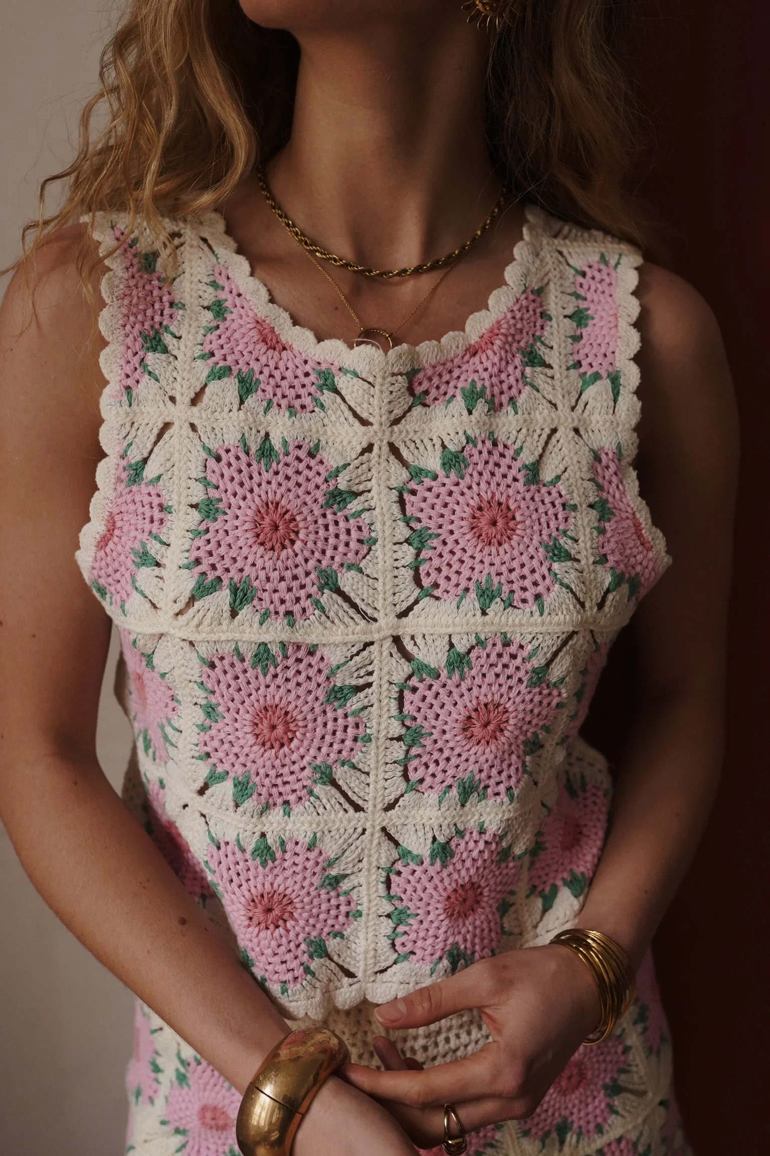 Flower Crochet Top - Pink - Image 3