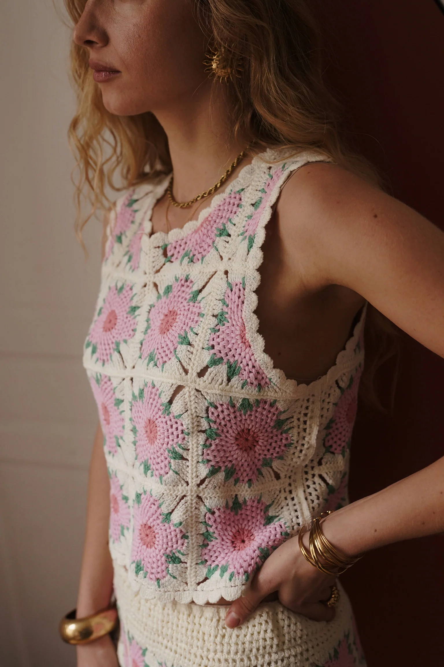 Flower Crochet Top - Pink - Image 6