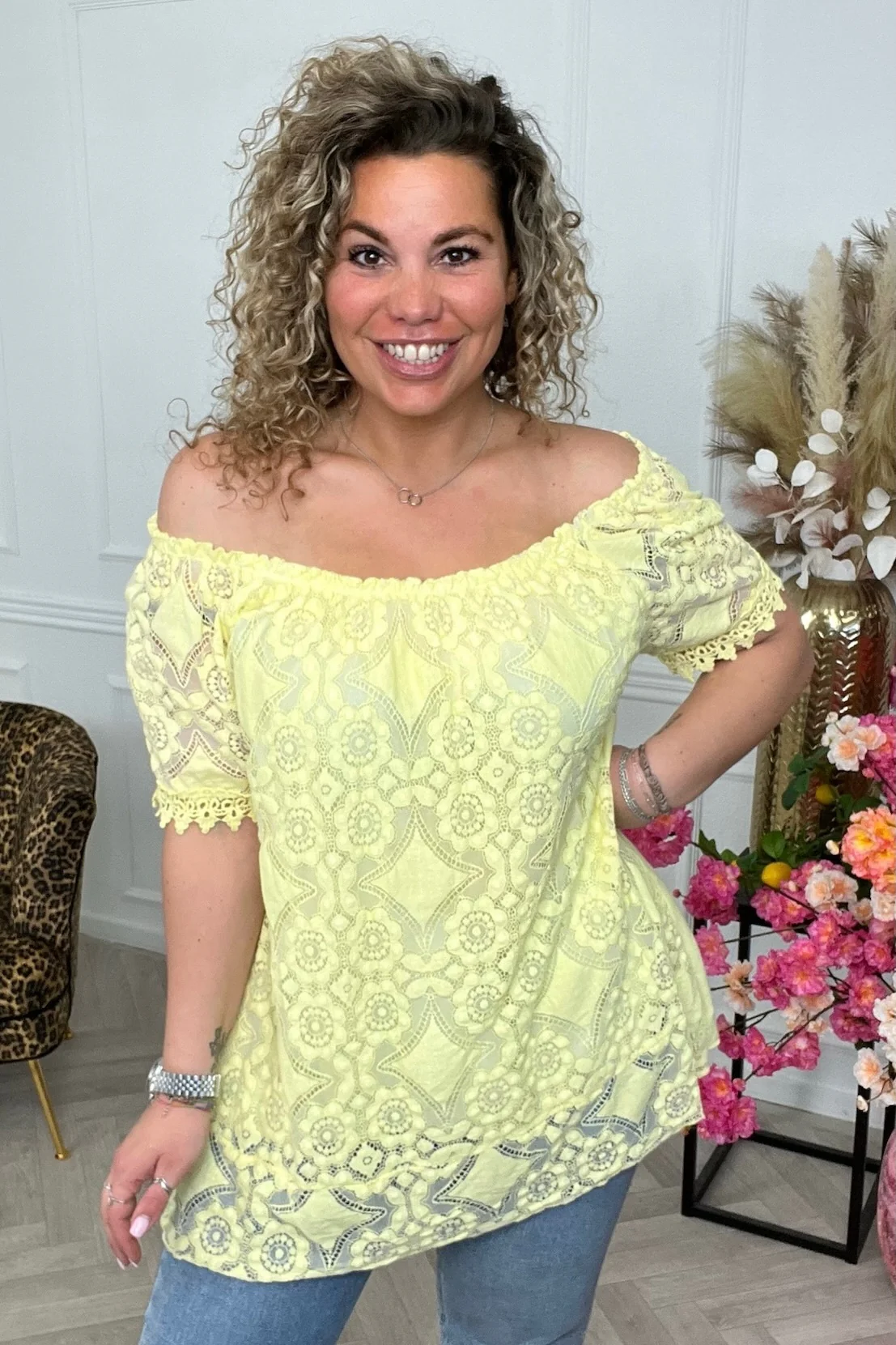 Flower Lace Top - Yellow