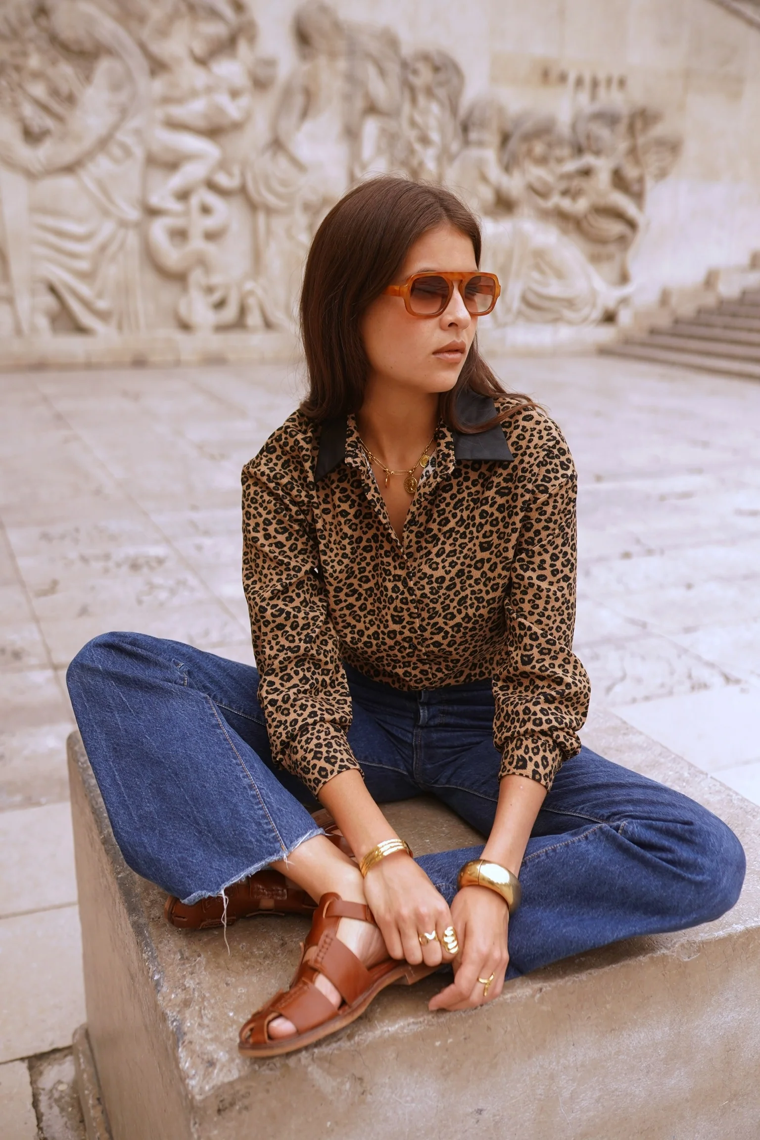 Francesca Leopard Blouse - Black/Brown - Image 10
