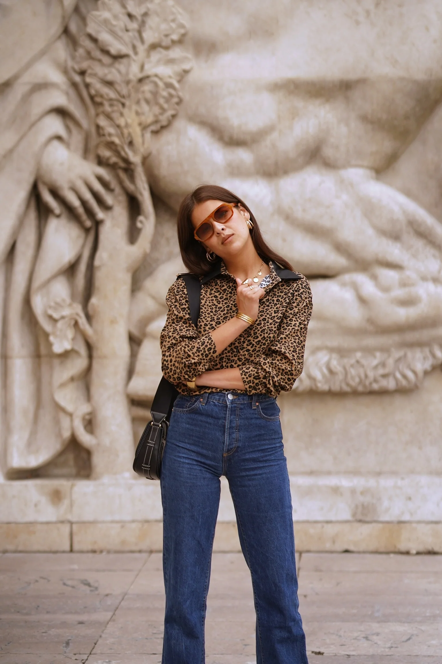 Francesca Leopard Blouse - Black/Brown - Image 4