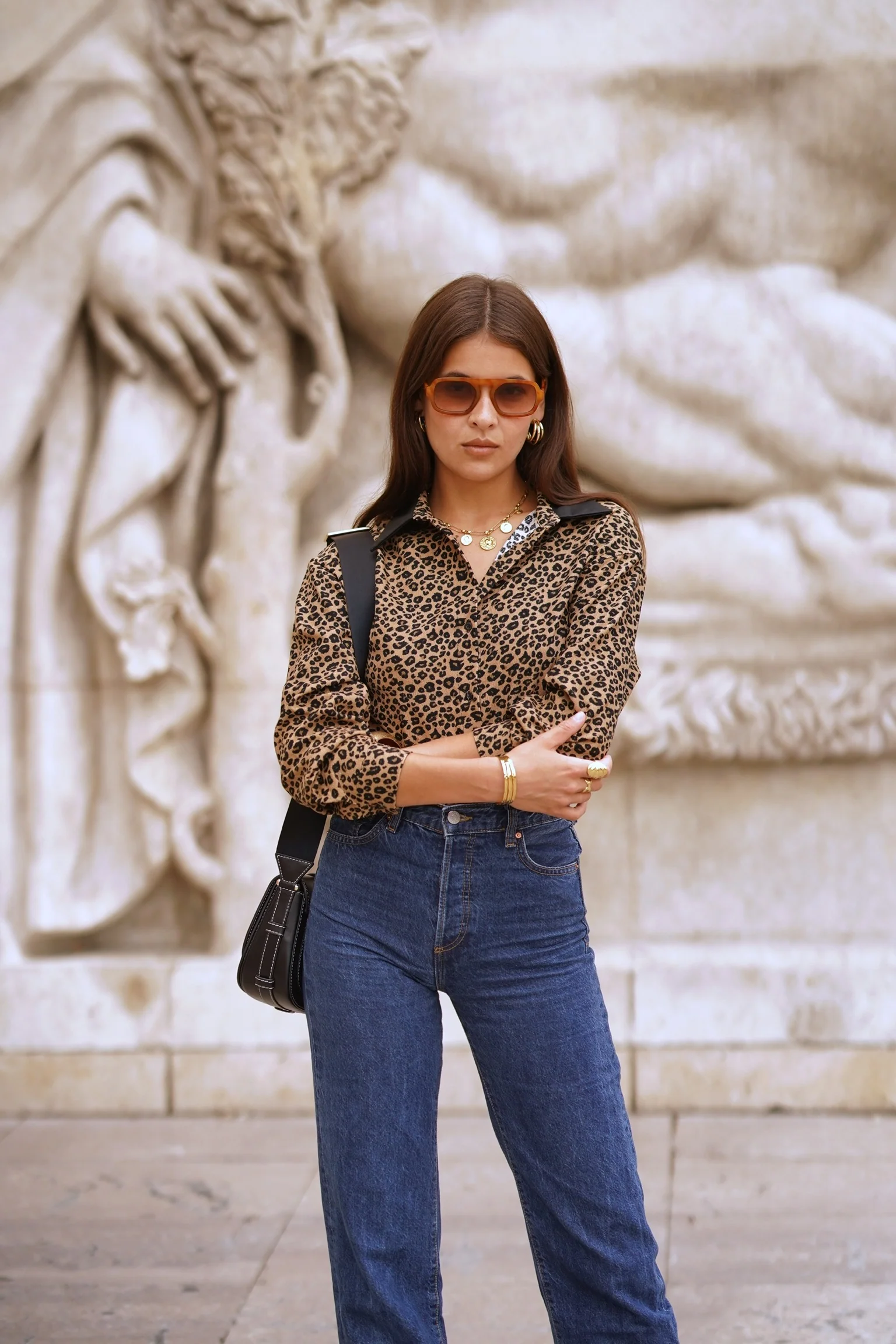 Francesca Leopard Blouse - Black/Brown - Image 5