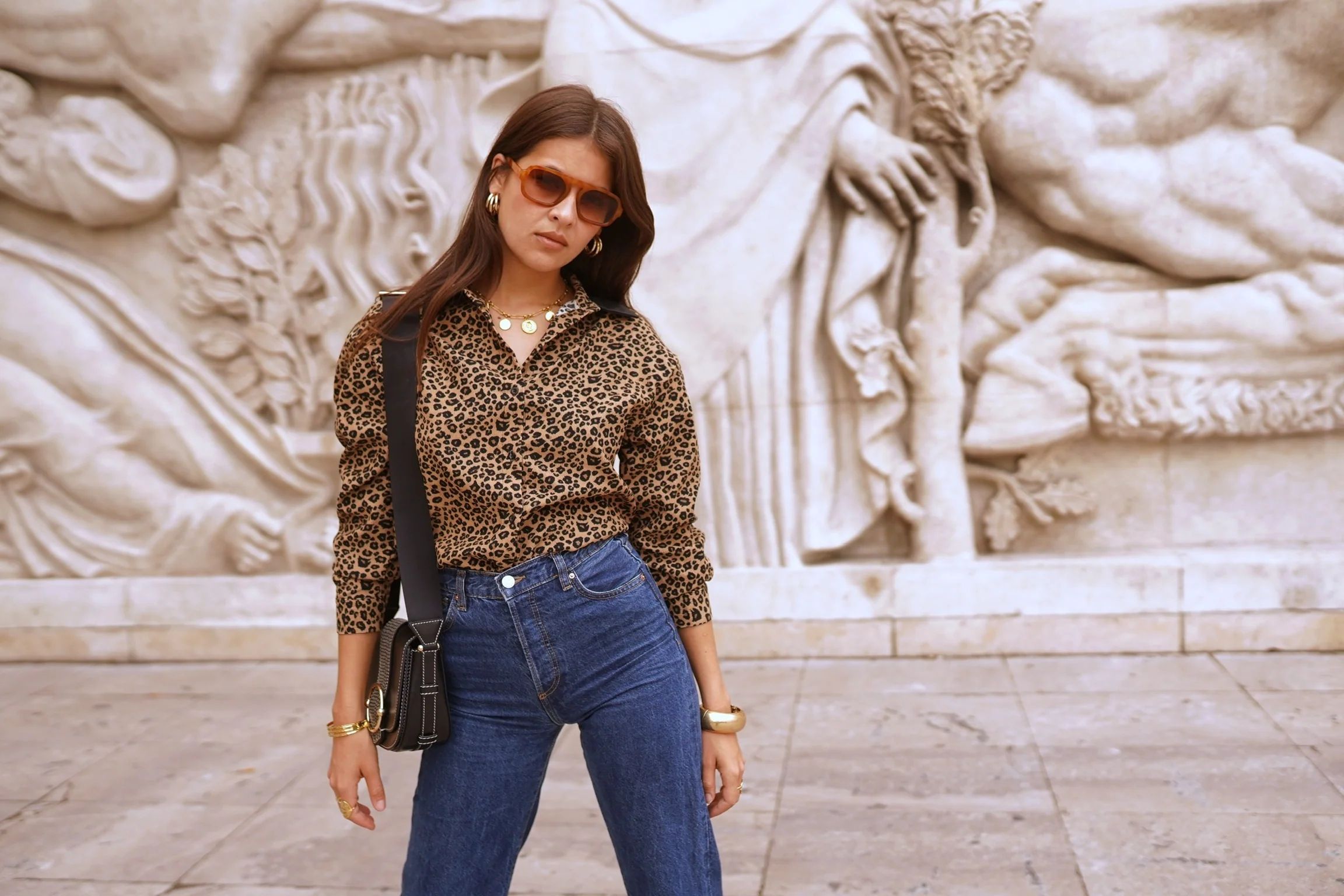 Francesca Leopard Blouse - Black/Brown - Image 6