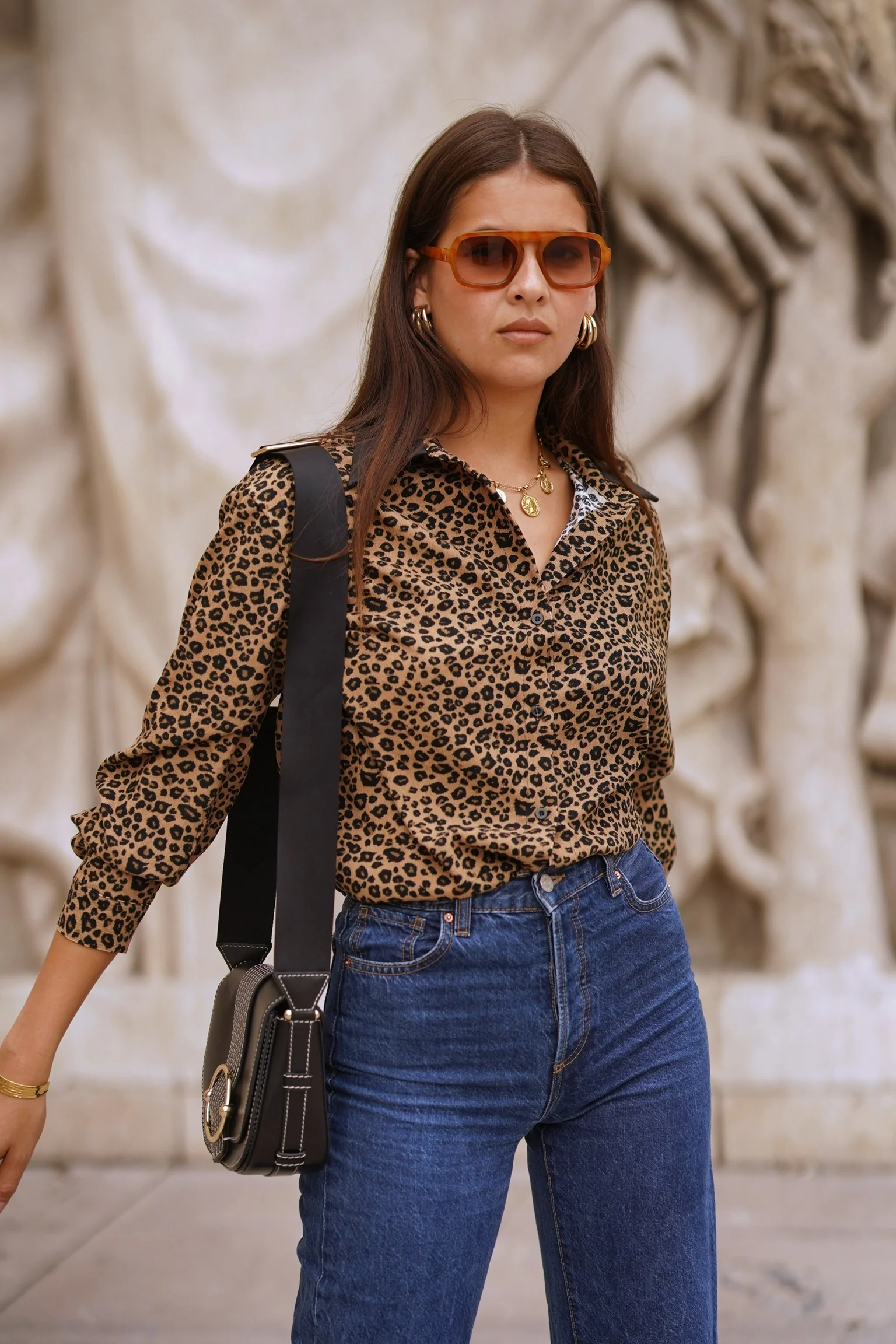 Francesca Leopard Blouse - Black/Brown - Image 9