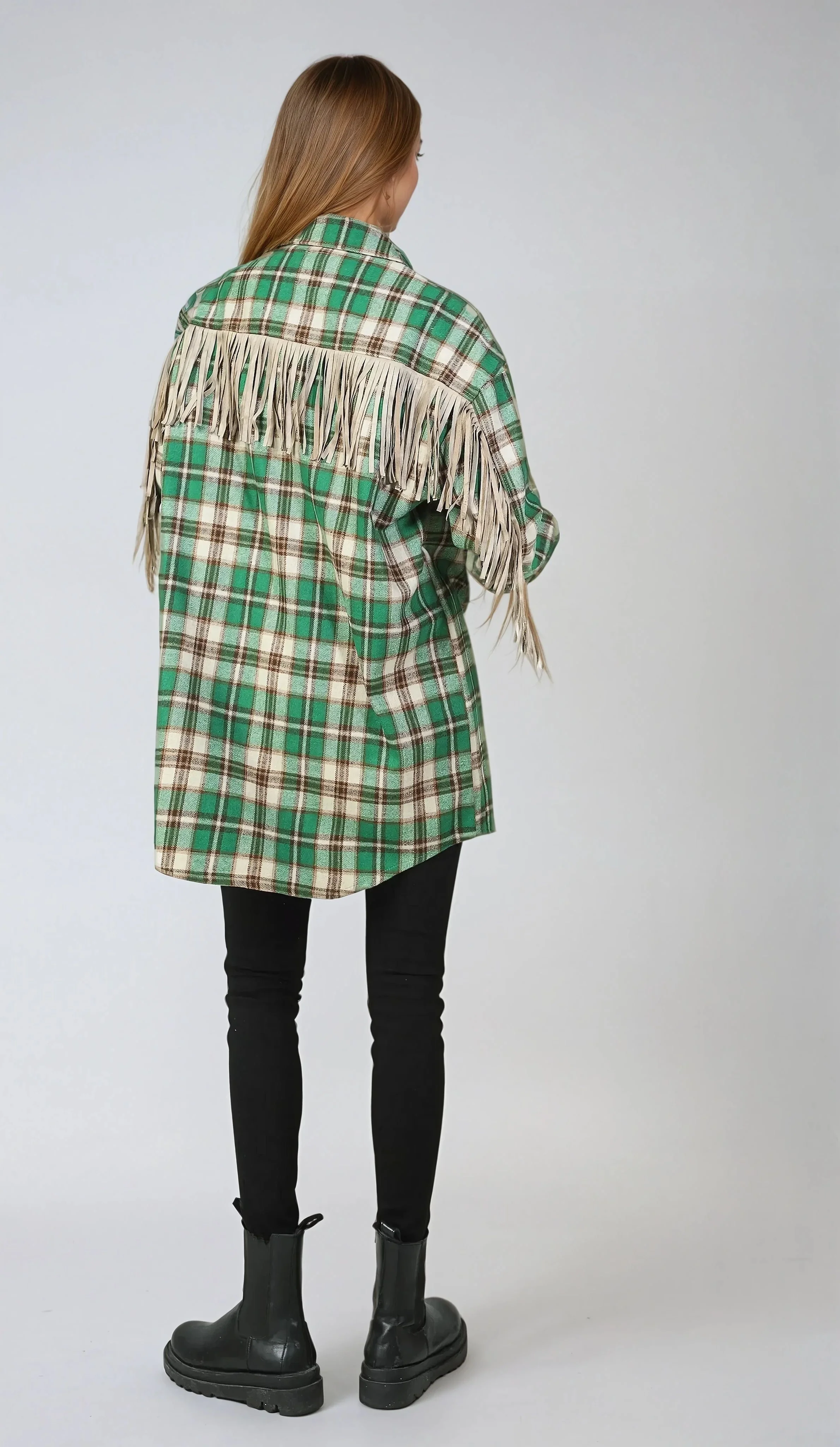 Fringe Back Blouse - Green - Image 2