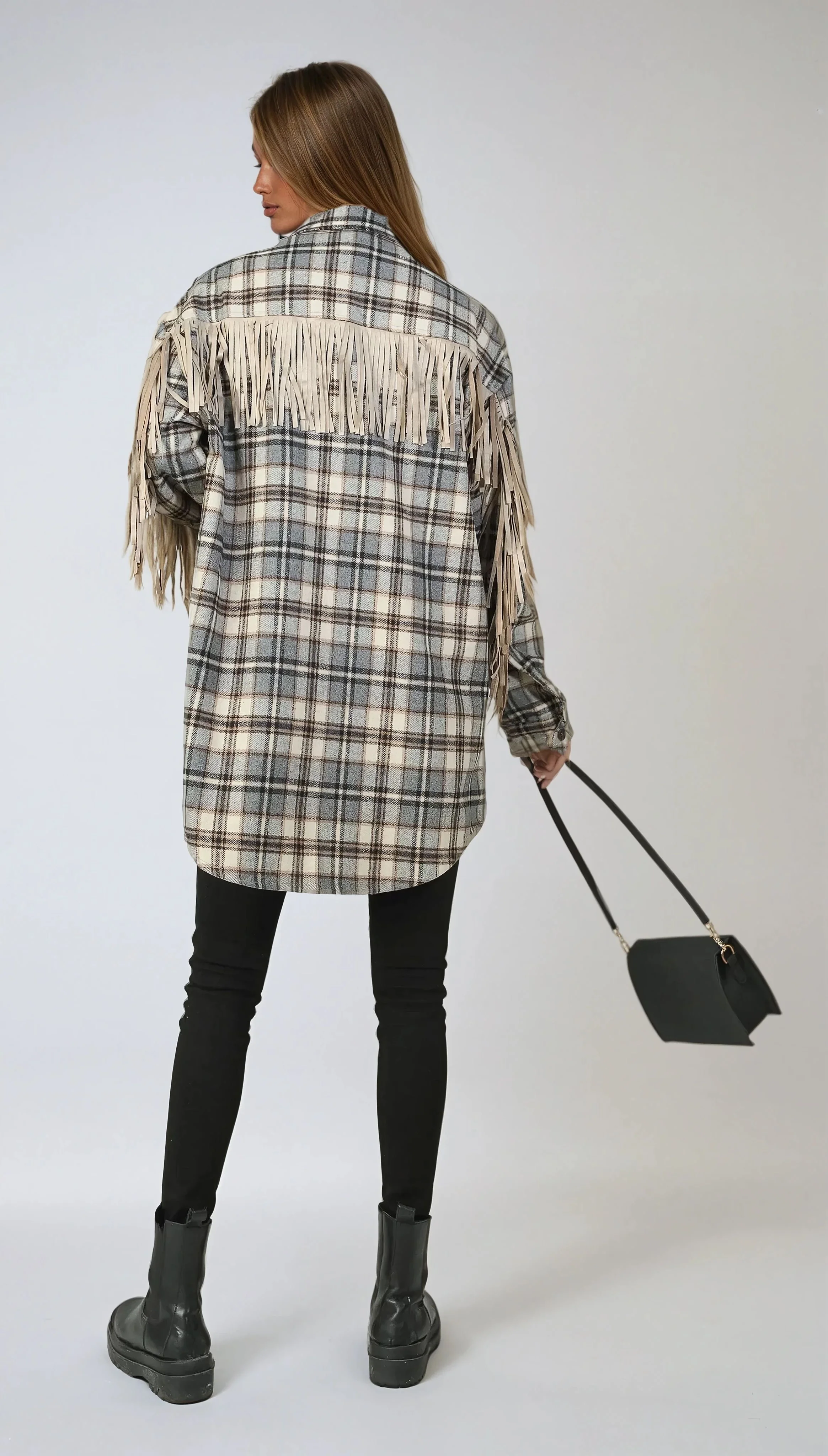 Fringe Back Blouse - Taupe - Image 4