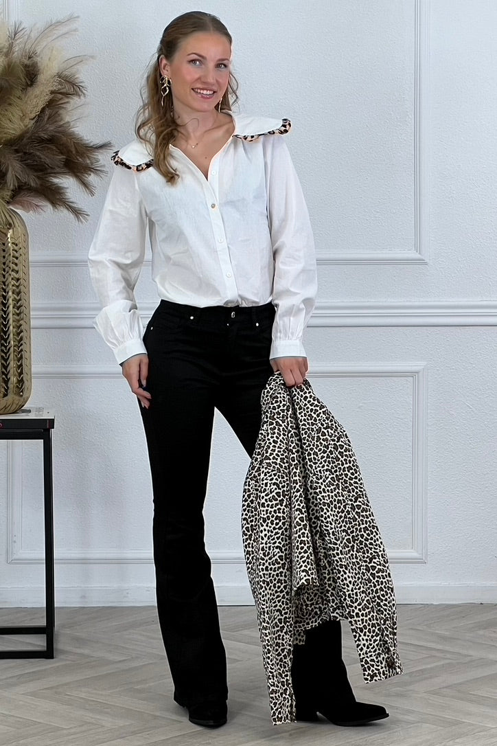 Gabrielle Leopard Blouse - White - Image 4