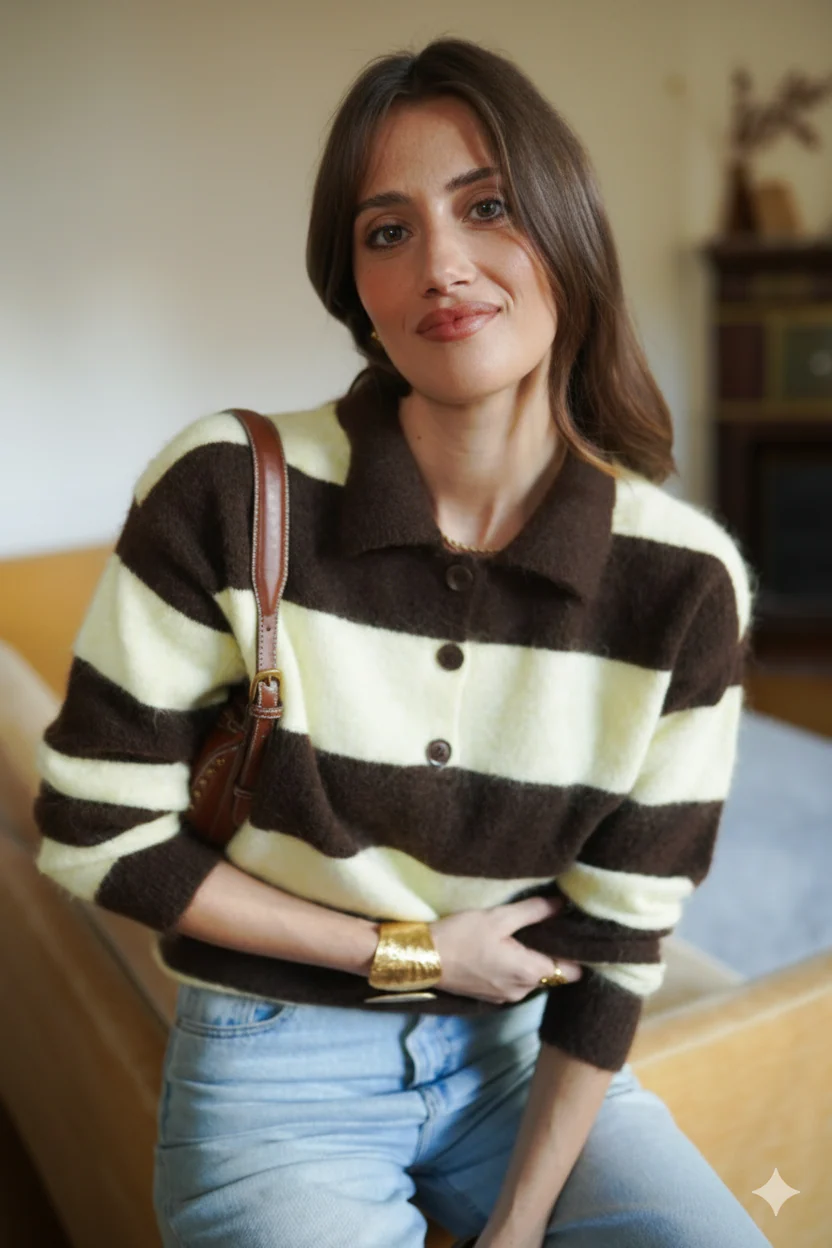 Gabrielle Striped Sweater - Brown/Yellow