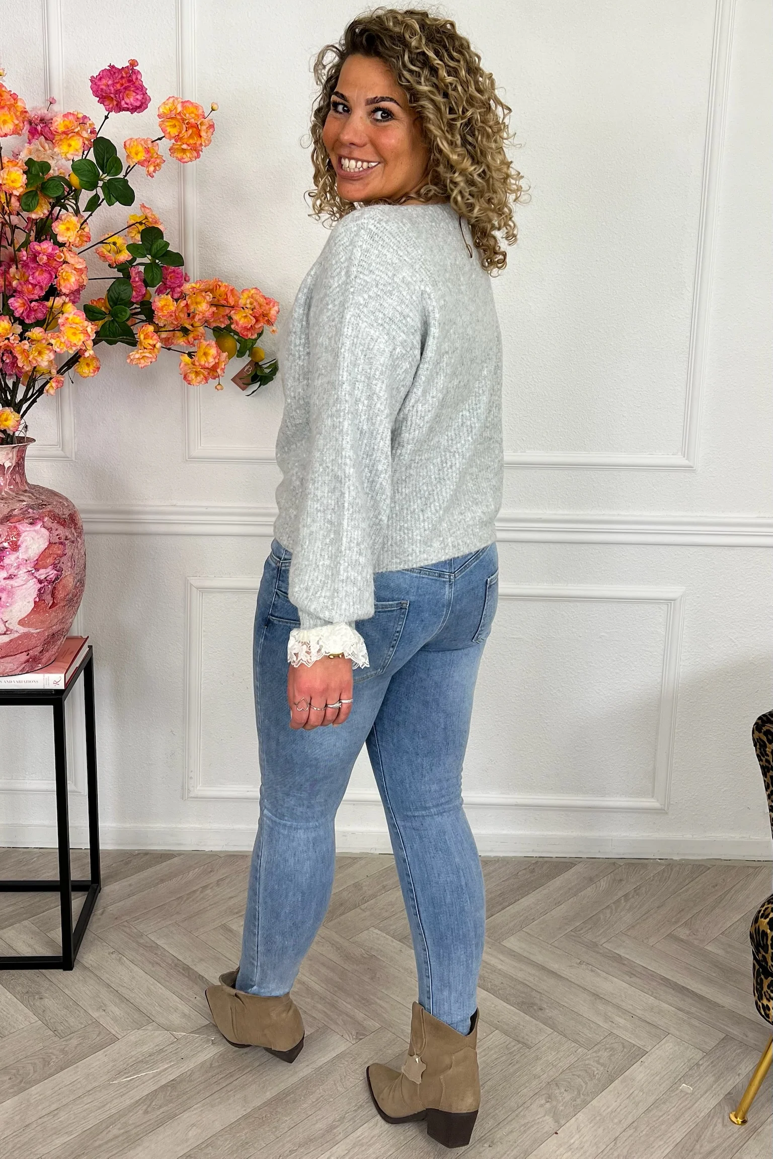 Gigi Lace Sweater - Grey - Image 2